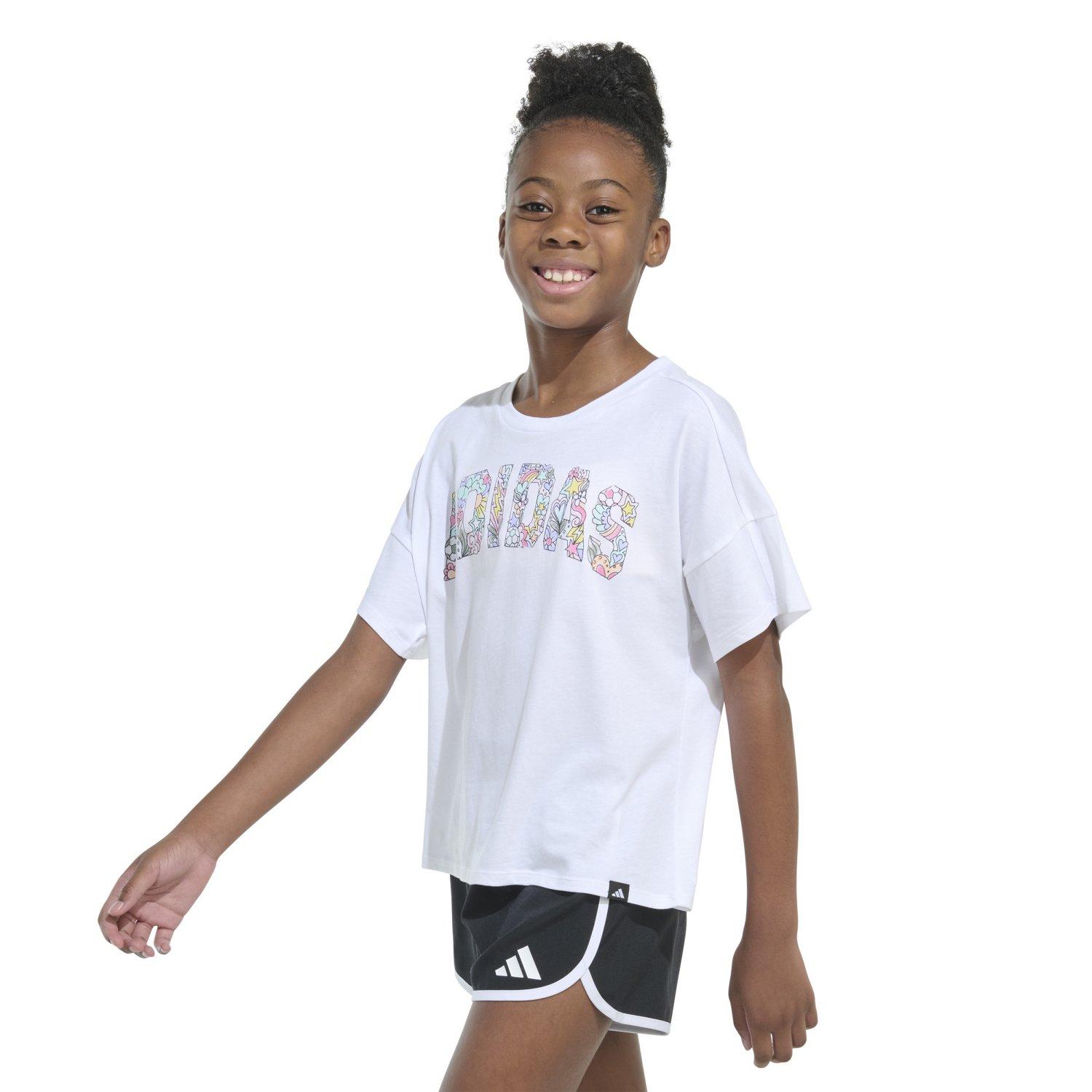 adidas Girlsâ€™ Drop Shoulder Graphic T-shirt - view number 2