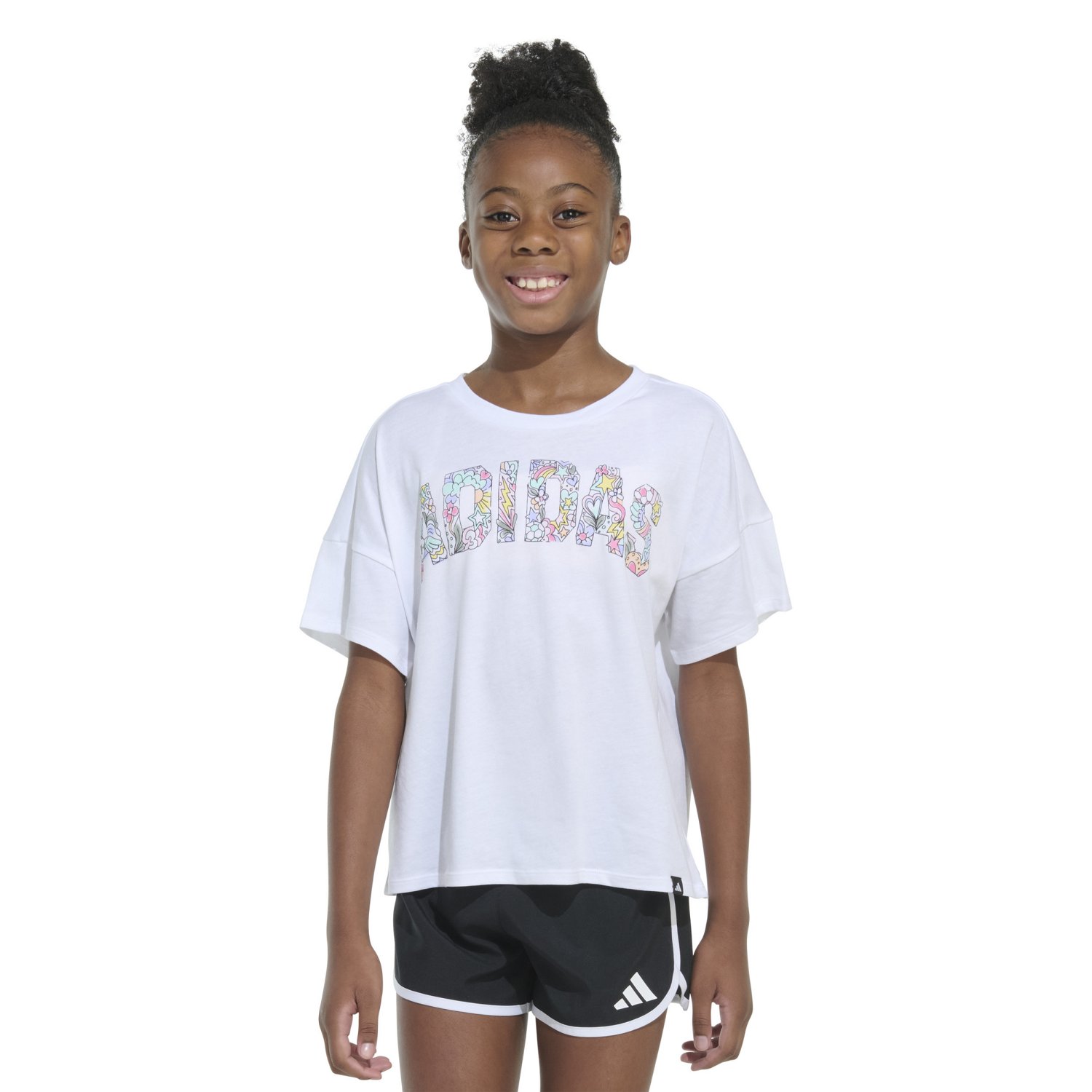 adidas Girlsâ€™ Drop Shoulder Graphic T-shirt - view number 1