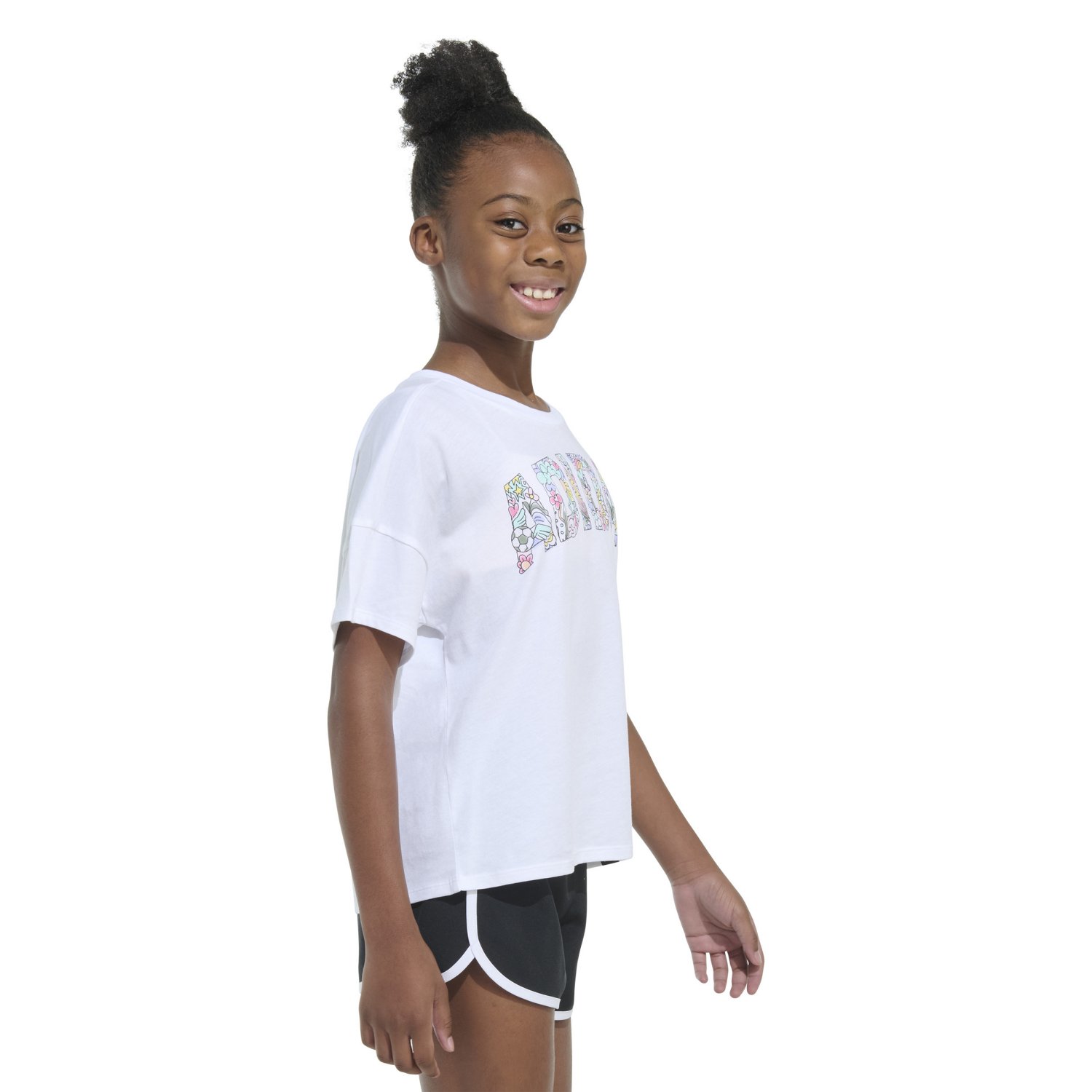 adidas Girlsâ€™ Drop Shoulder Graphic T-shirt - view number 4