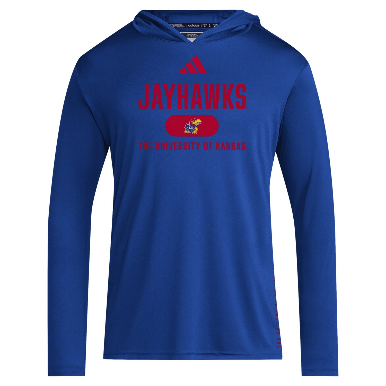 adidas Kansas Jayhawks 2024 Sideline Hooded Long Sleeve T-Shirt - view number 2