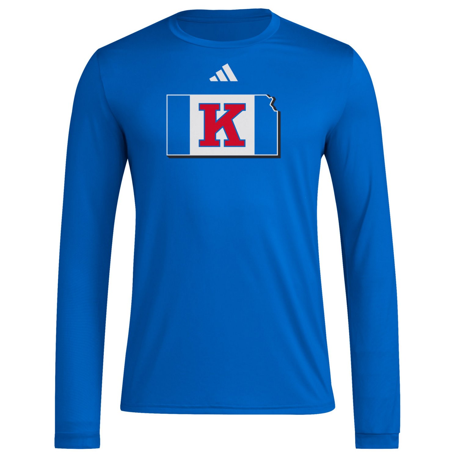adidas Kansas Jayhawks Basketball State Outline Pre-Game Long Sleeve T-Shirt - view number 2