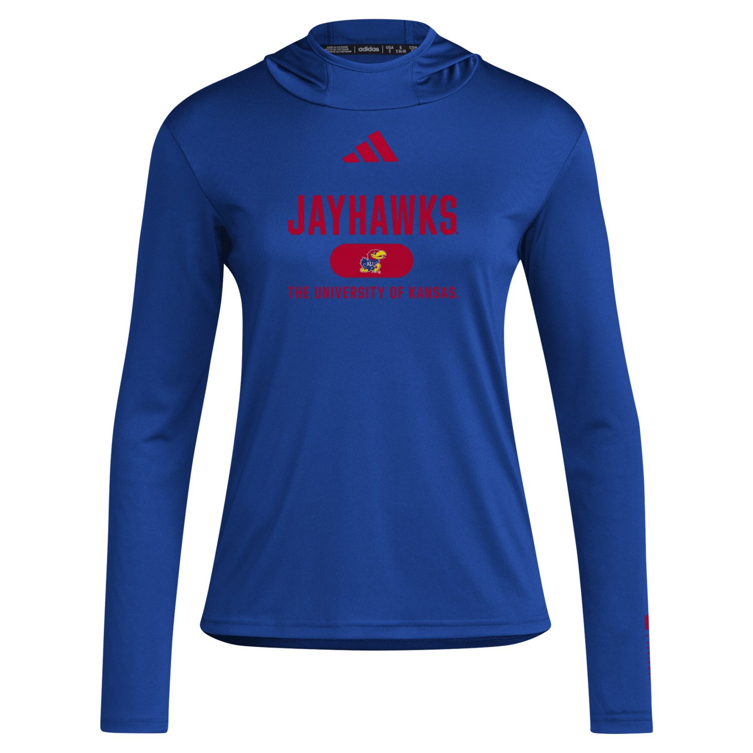 adidas Kansas Jayhawks Long Sleeve Hoodie T-Shirt                                                                                - view number 2