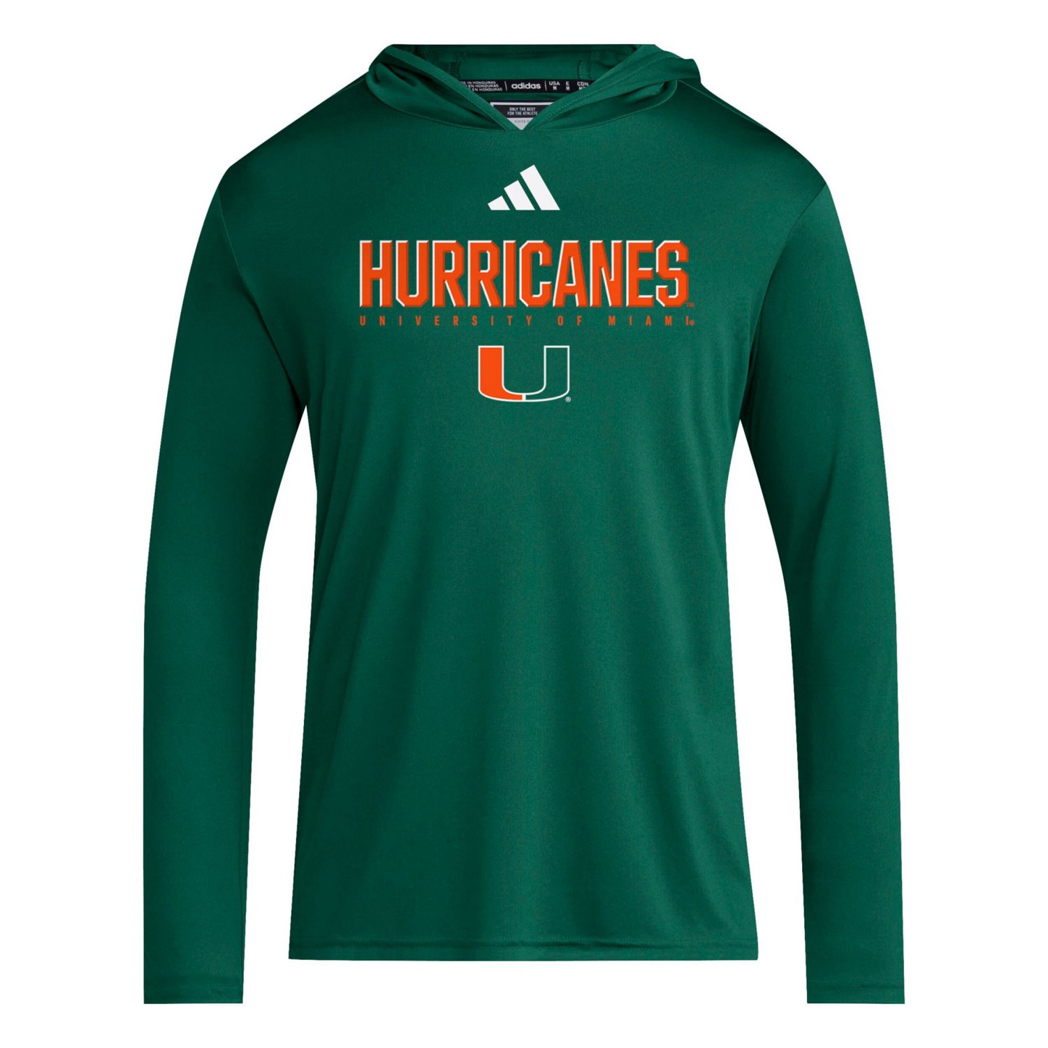 adidas Miami Hurricanes 2025 AEROREADY Sideline Training Long Sleeve Hooded T-Shirt - view number 2