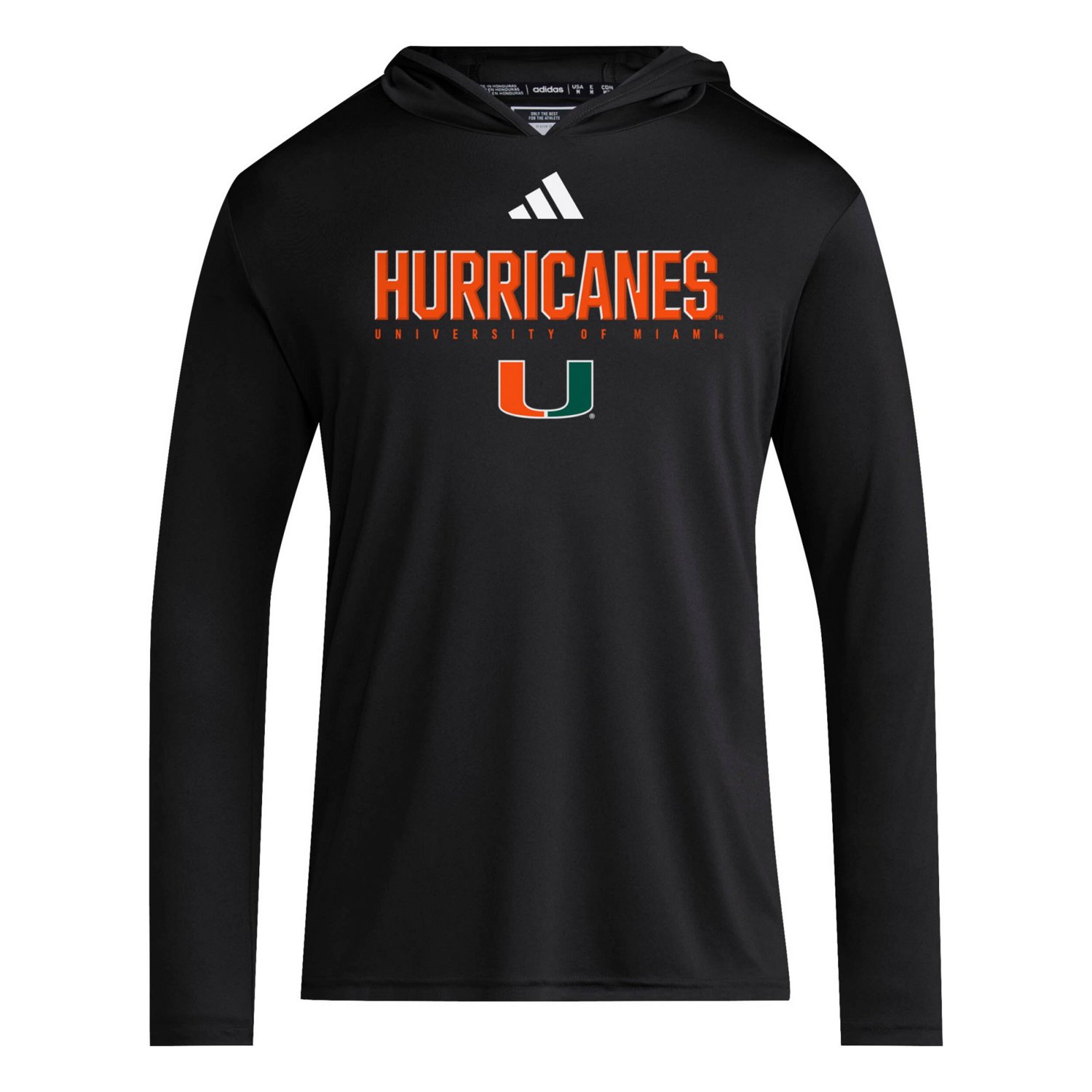 adidas Miami Hurricanes 2025 AEROREADY Sideline Training Long Sleeve Hooded T-Shirt - view number 2