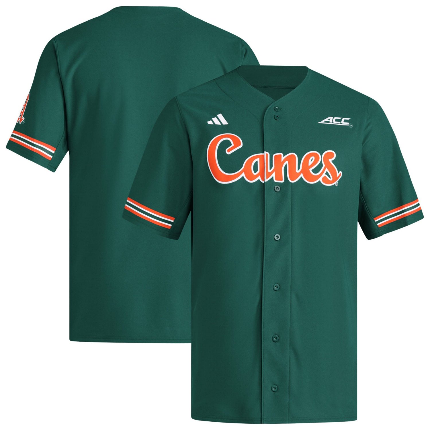 adidas Miami Hurricanes Reversible Retro Full-Button Baseball Jersey - view number 1
