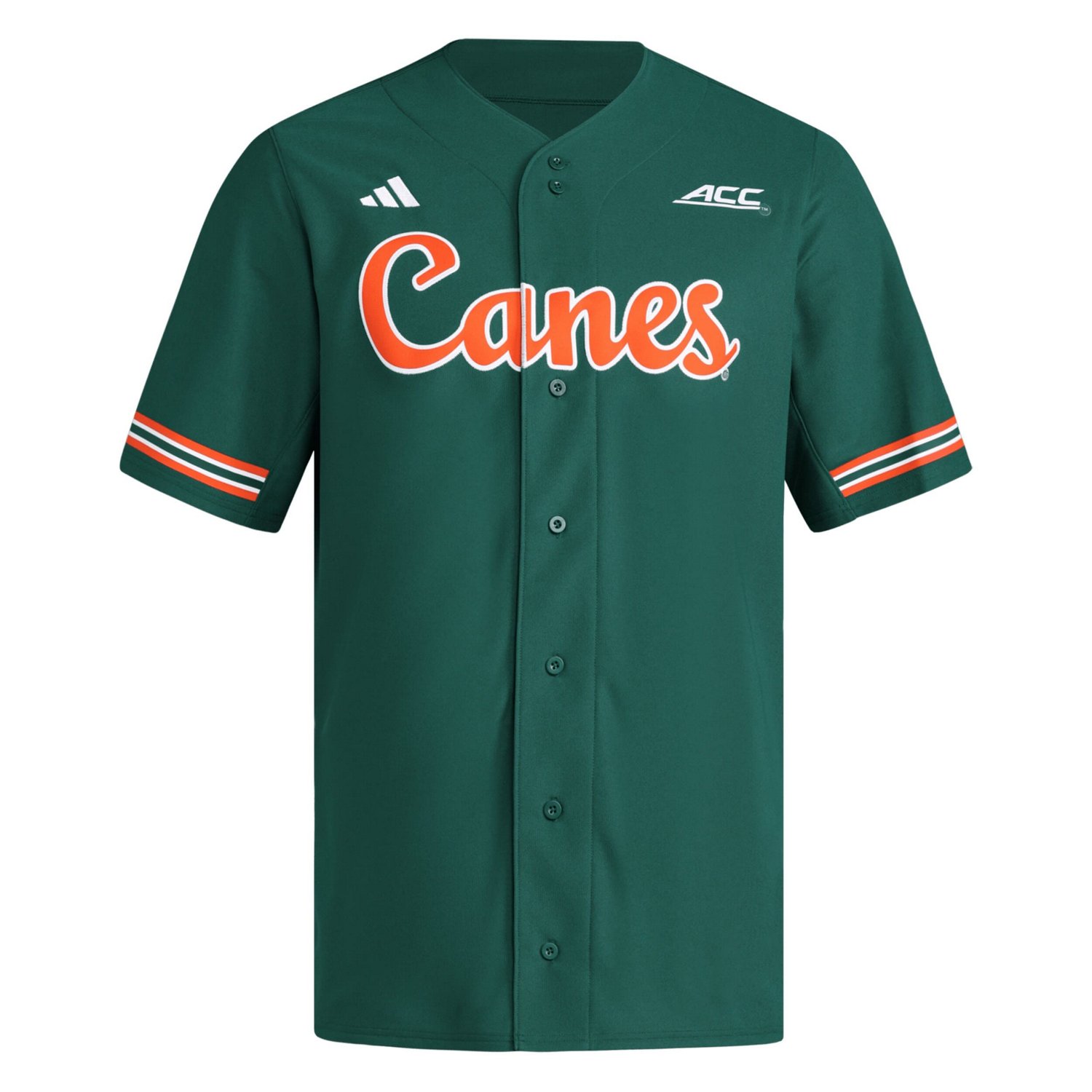 adidas Miami Hurricanes Reversible Retro Full-Button Baseball Jersey - view number 2
