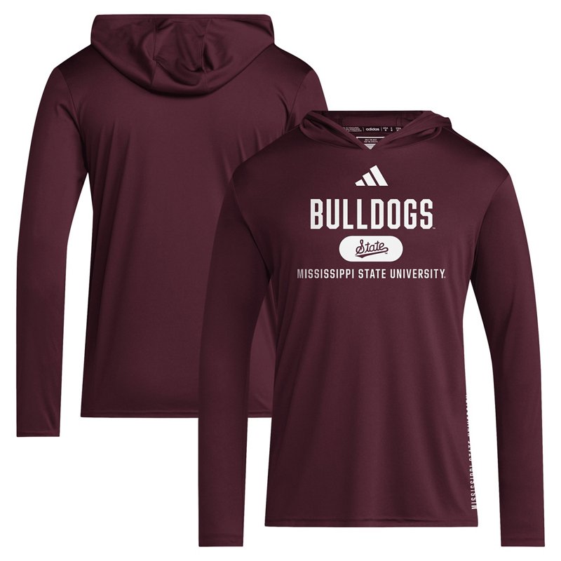 adidas Mississippi State Bulldogs 2024 Sideline Hooded Long Sleeve T-Shirt Maroon, Medium - NCAA Men's Tops at Academy Sports