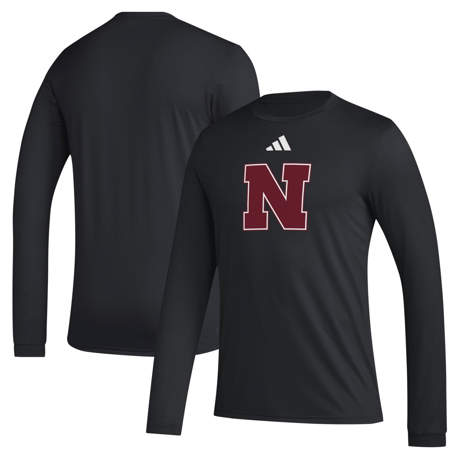 adidas Nebraska Huskers Primary Locker Logo Pre-Game Long Sleeve T-Shirt