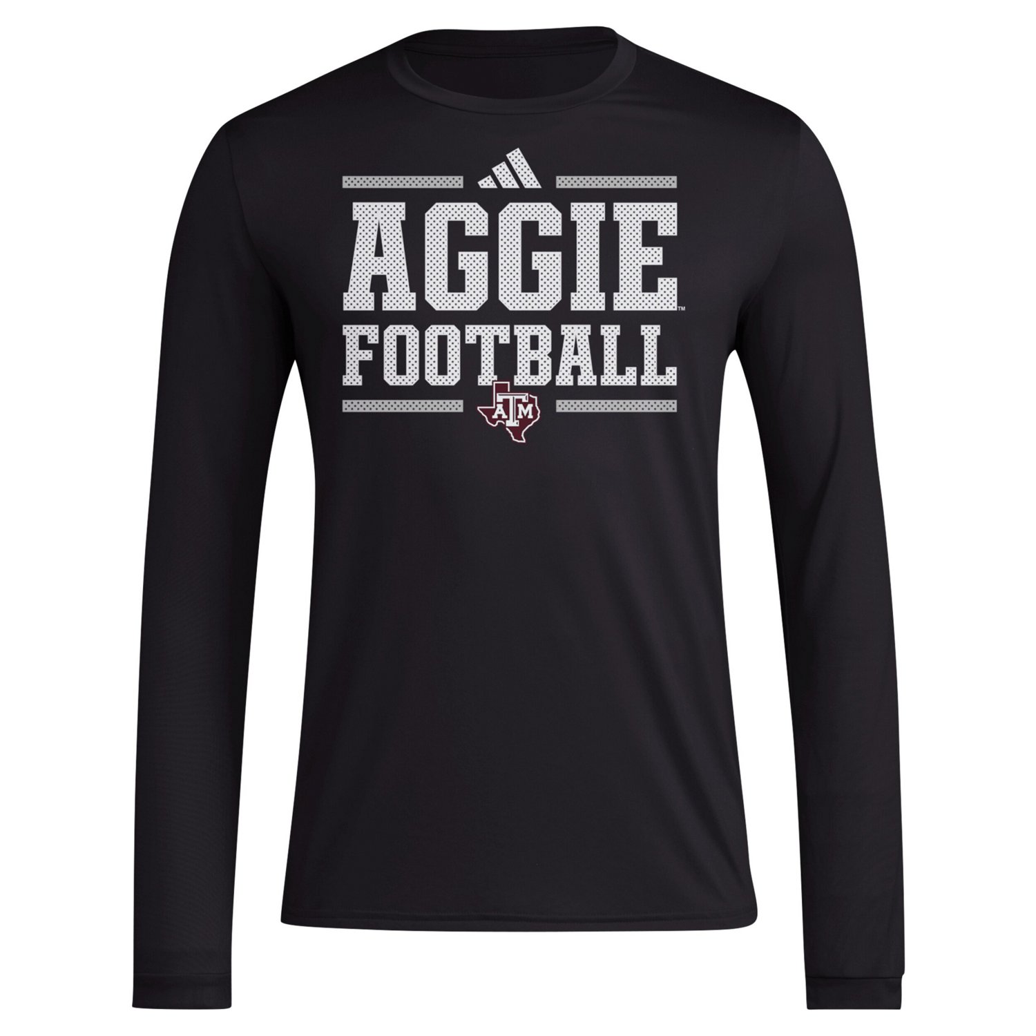 adidas Texas AM Aggies Locker Football Pre-Game AEROREADY Long Sleeve T-Shirt