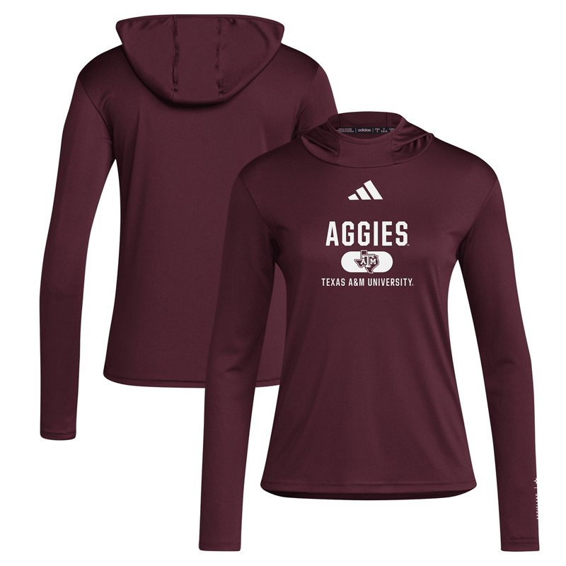 adidas Texas AM Aggies Long Sleeve Hoodie T-Shirt Maroon, Large - NCAA Womens at Academy Sports