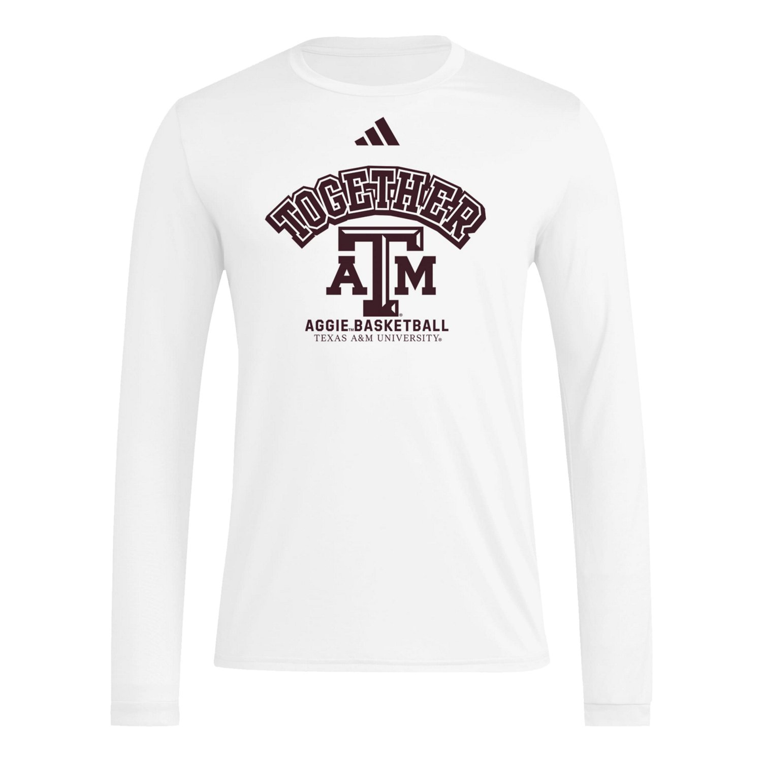 adidas Texas AM Aggies Together On-Court Pregame Long Sleeve T-Shirt - view number 2