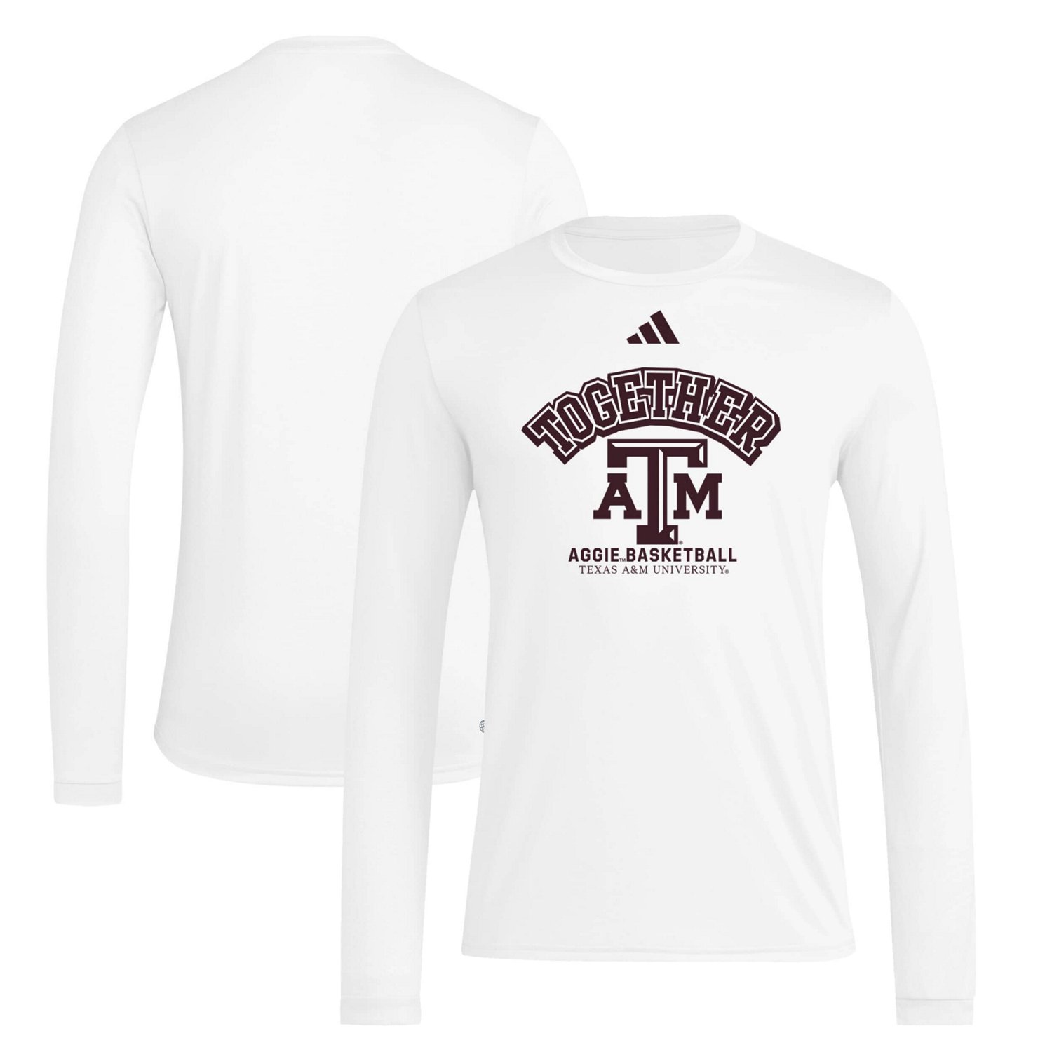adidas Texas AM Aggies Together On-Court Pregame Long Sleeve T-Shirt - view number 1