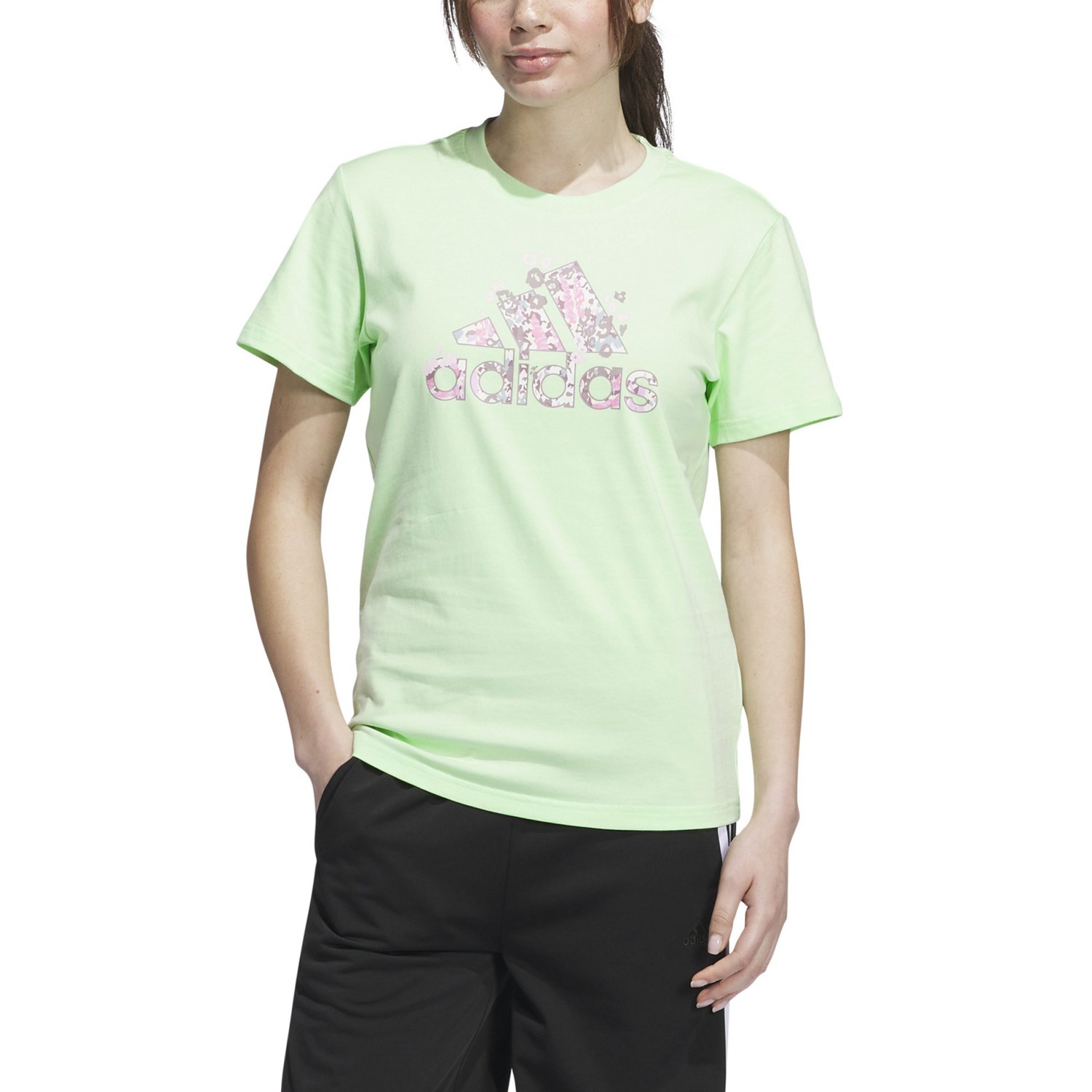 adidas Women s Floral BOS Graphic Short Sleeve T shirt Academy