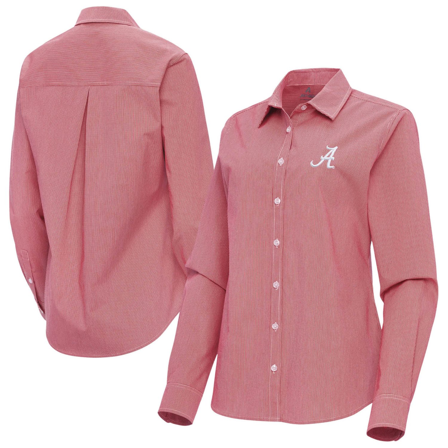 Antigua Alabama Tide Porter Woven Tri-Blend Long Sleeve Button-Up Shirt