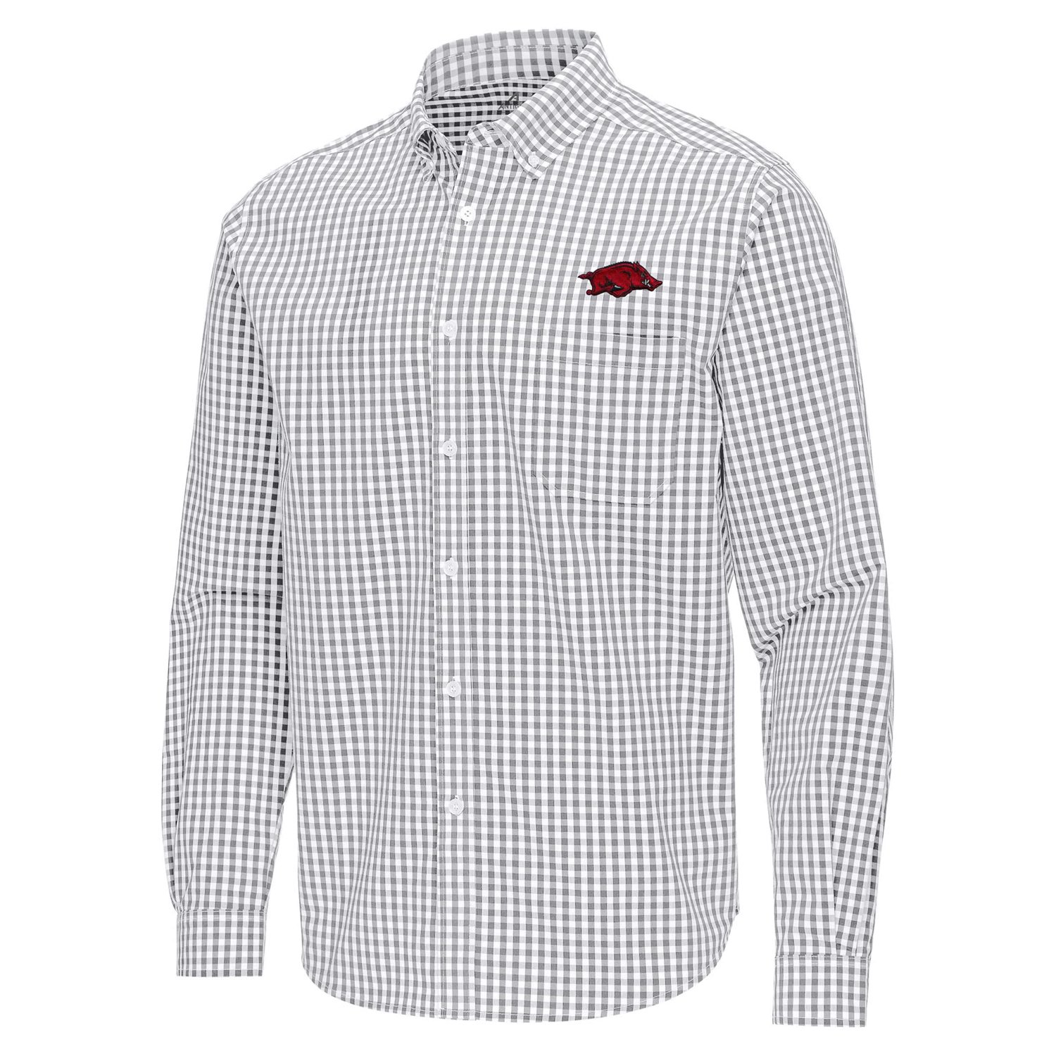 Antigua Arkansas Razorbacks Ellis Woven Tri-Blend Long Sleeve Button-Down Shirt - view number 2