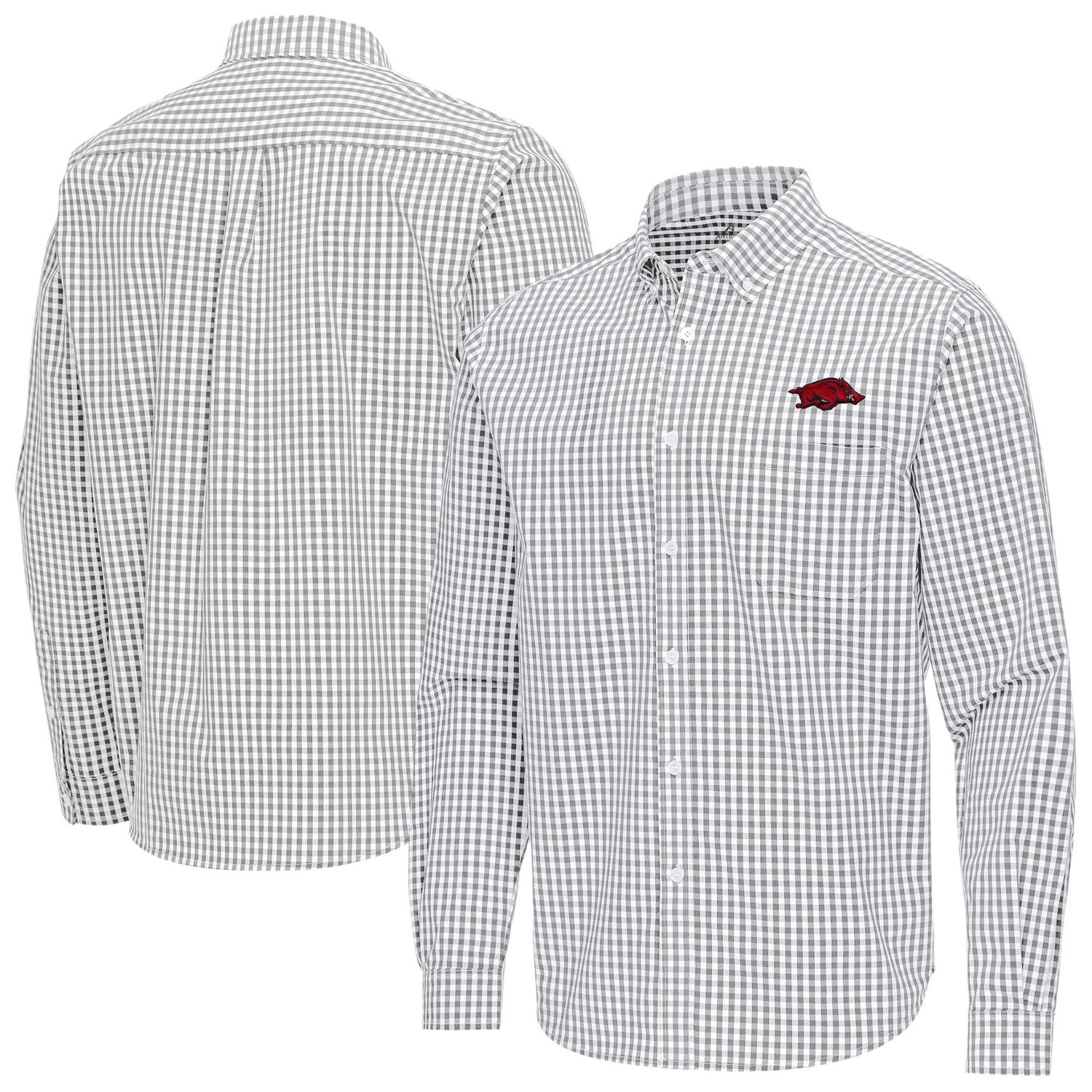 Antigua Arkansas Razorbacks Ellis Woven Tri-Blend Long Sleeve Button-Down Shirt