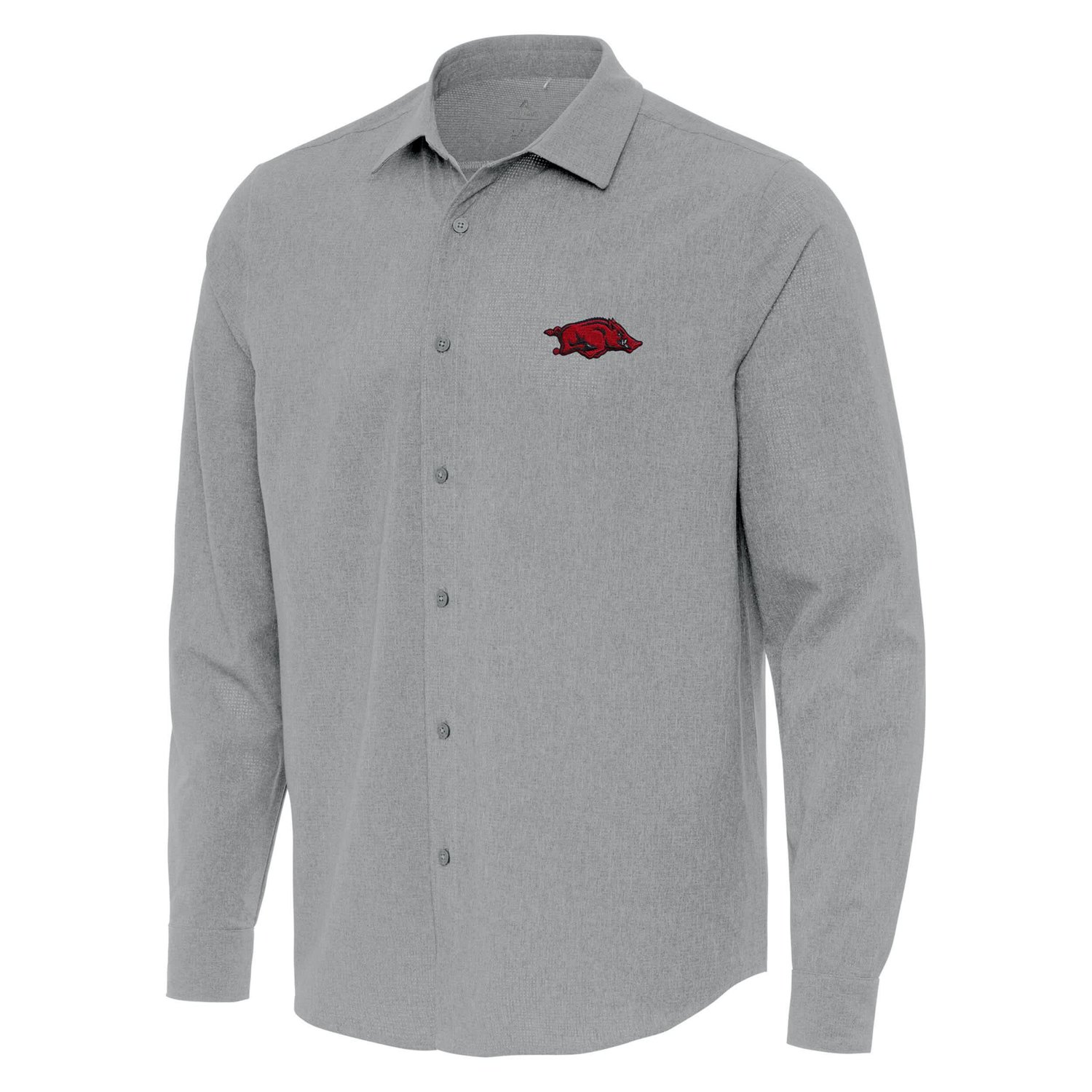 Antigua Arkansas Razorbacks Exposure Woven Long Sleeve Button-Up Shirt