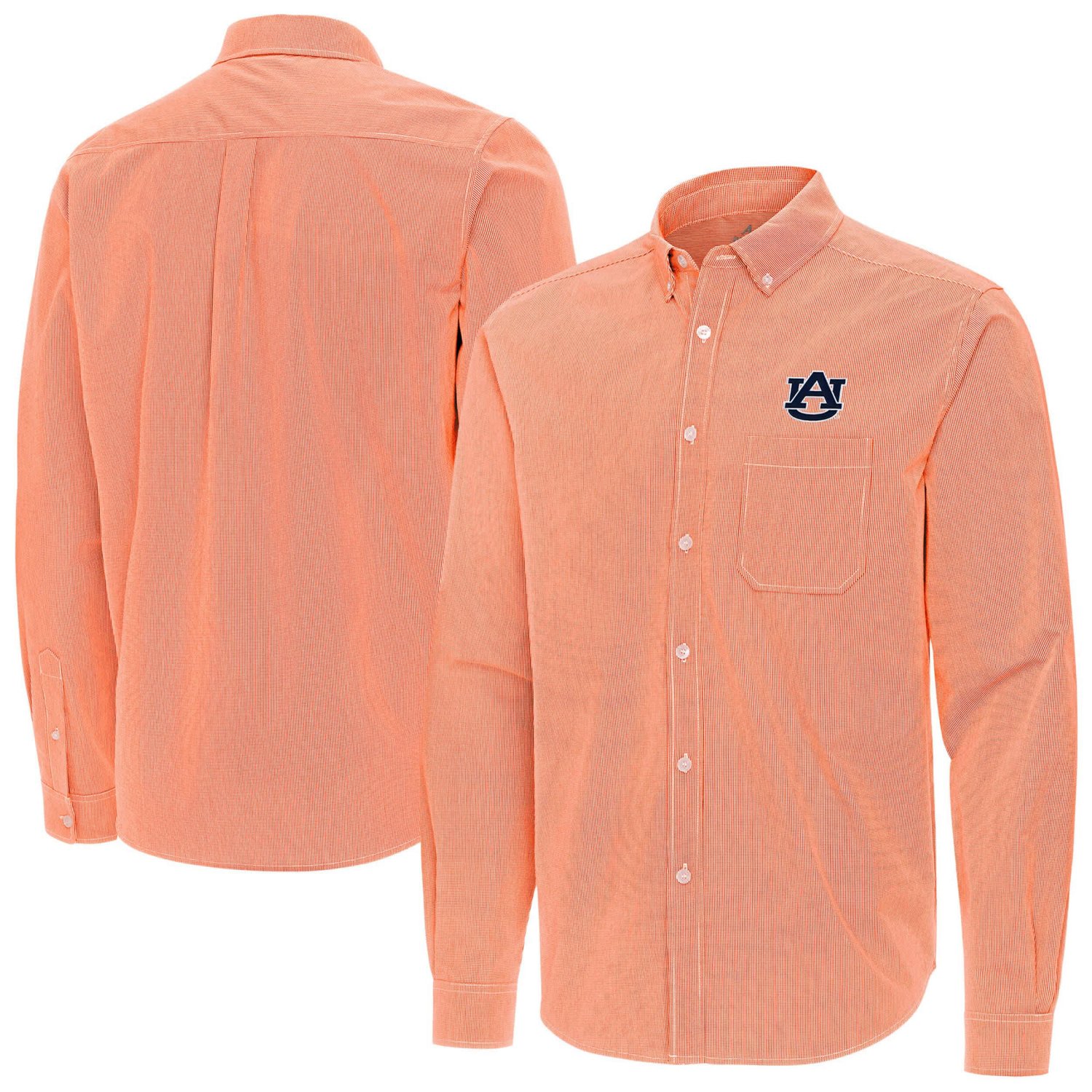Antigua Auburn Tigers Porter Woven Tri-Blend Long Sleeve Button-Down Shirt
