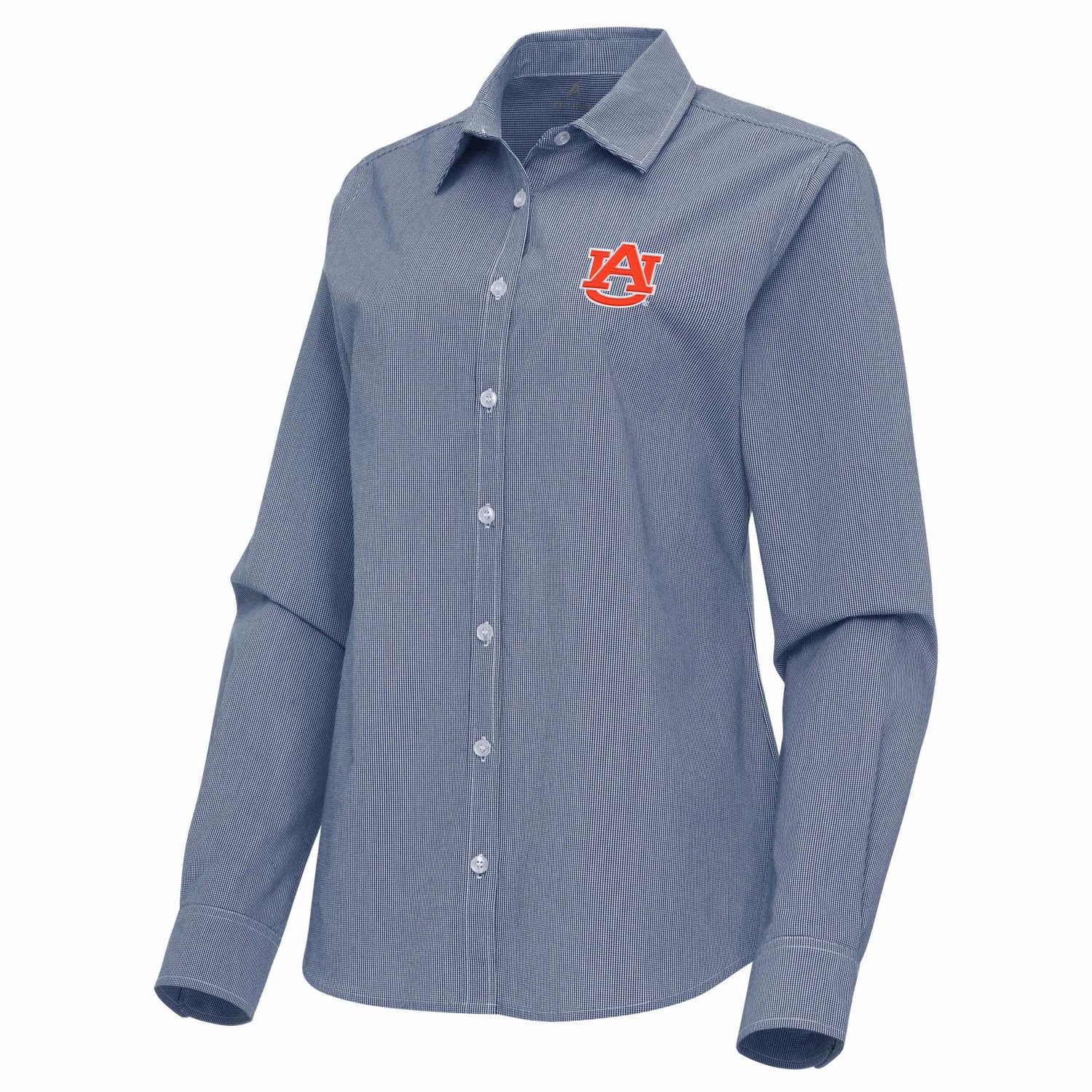 Antigua Auburn Tigers Porter Woven Tri-Blend Long Sleeve Button-Up Shirt