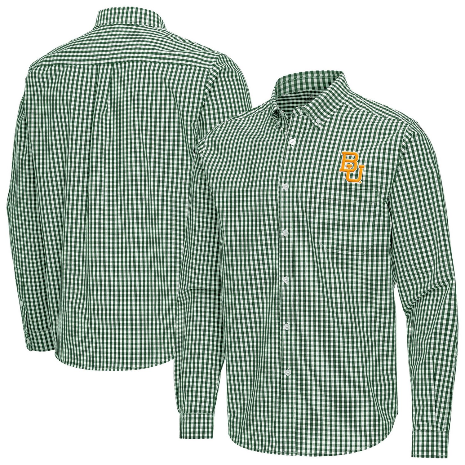 Antigua Baylor Bears Ellis Woven Tri-Blend Long Sleeve Button-Down Shirt