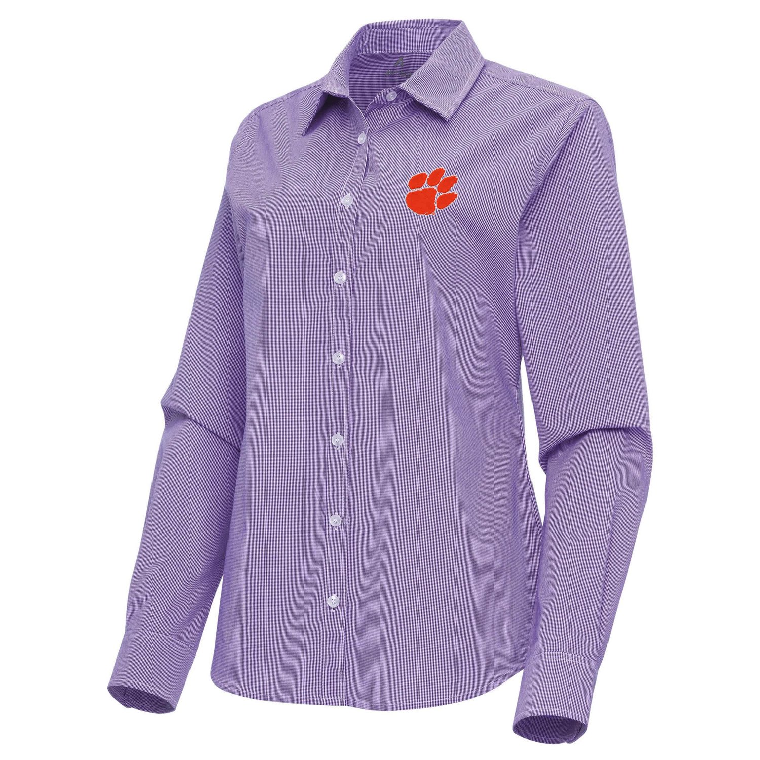 Antigua Clemson Tigers Porter Woven Tri-Blend Long Sleeve Button-Up Shirt