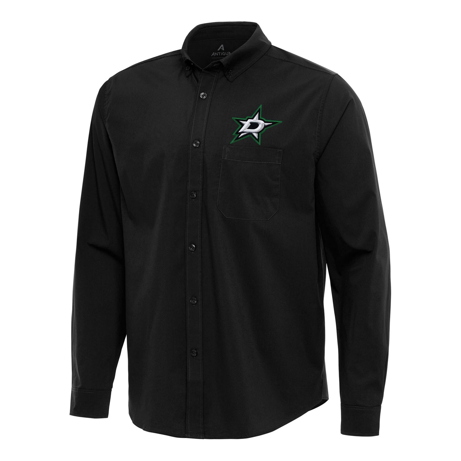 Antigua Dallas Stars Flight Woven Tri-Blend Long Sleeve Button-Down Shirt