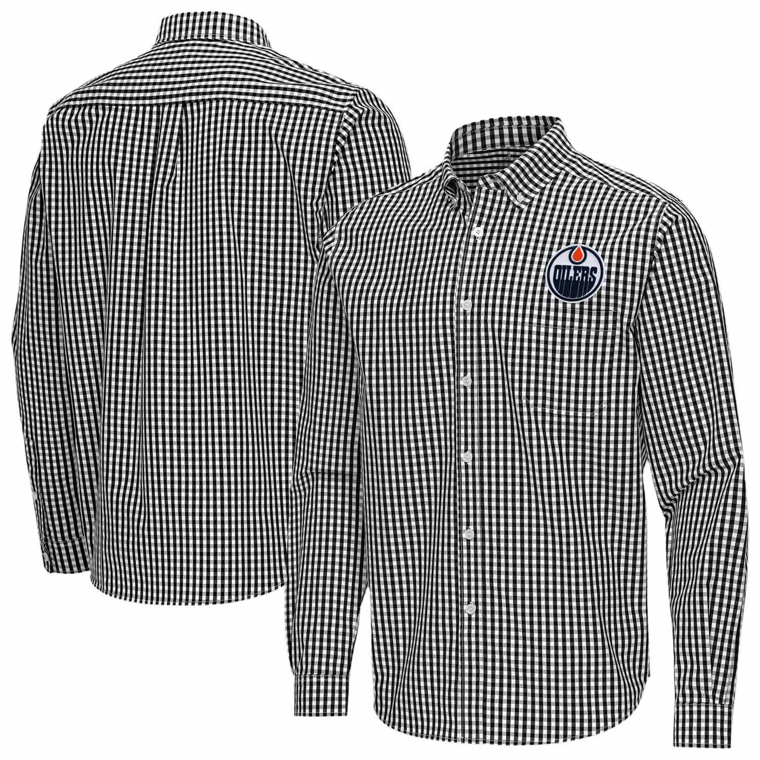 Antigua Edmonton Oilers Ellis Tri-Blend Long Sleeve Button-Down Shirt