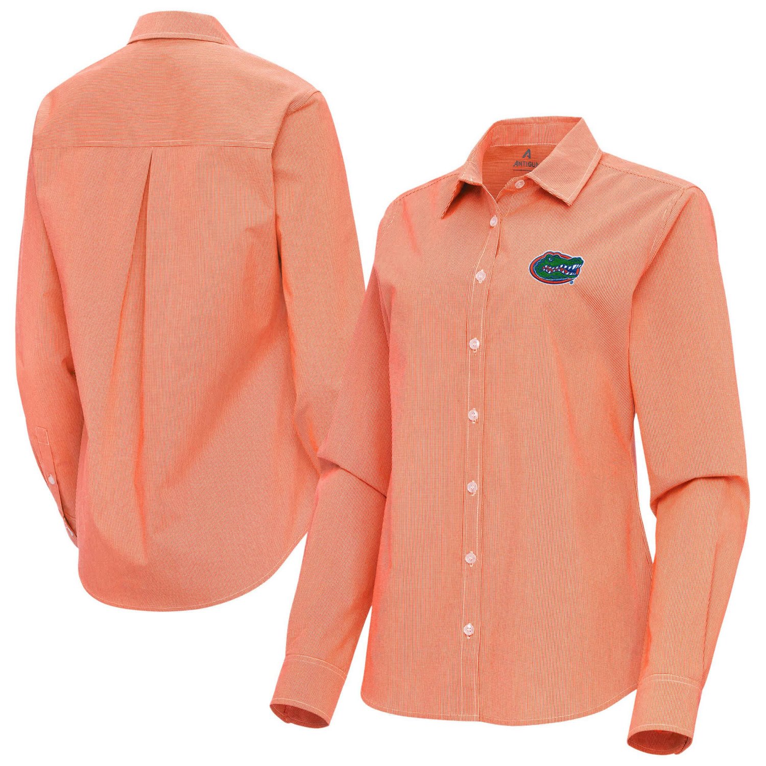 Antigua Florida Gators Porter Woven Tri-Blend Long Sleeve Button-Up Shirt