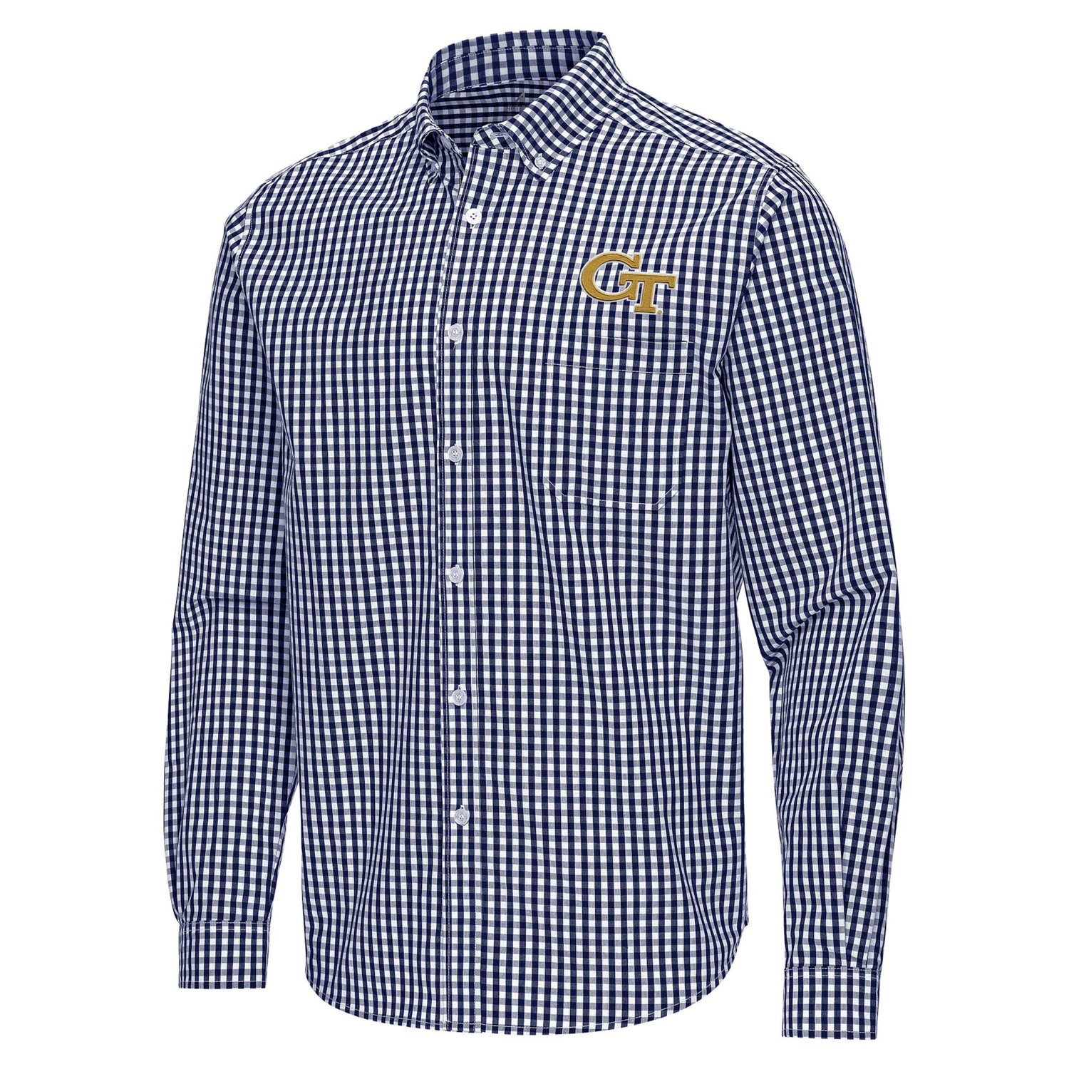Antigua Georgia Tech Yellow Jackets Ellis Woven Tri-Blend Long Sleeve Button-Down Shirt - view number 2