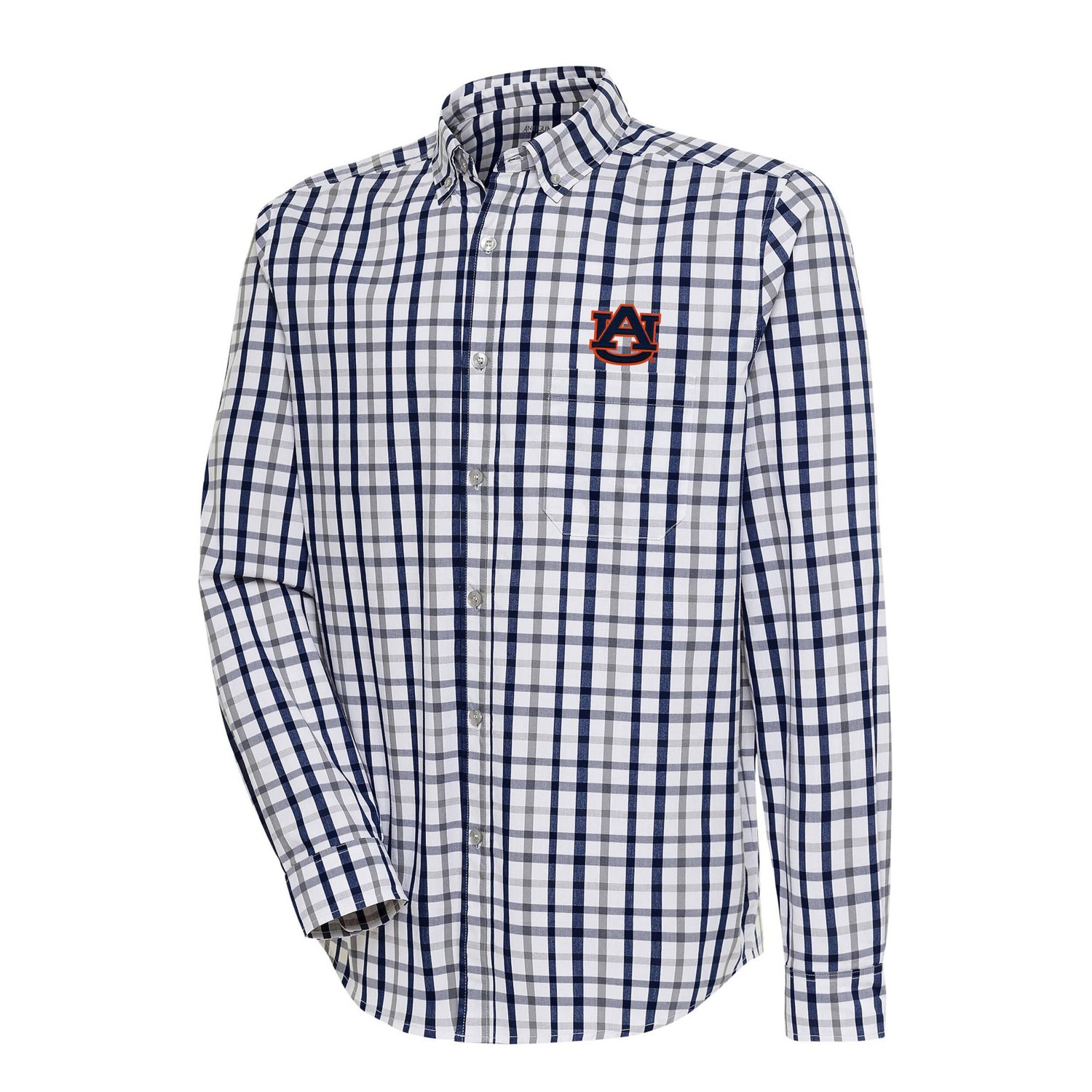Antigua Gray Auburn Tigers Tending 2 Button-Down Long Sleeve Shirt