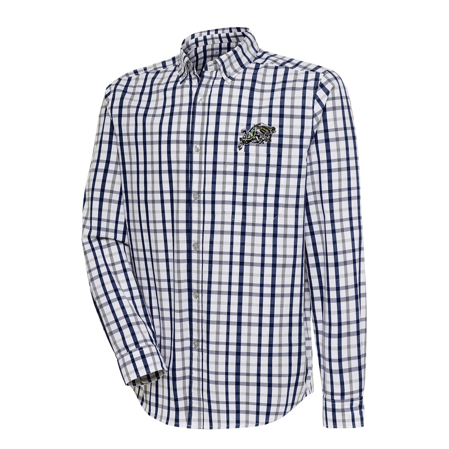 Antigua Gray Midshipmen Tending Tri-Blend Button-Down Long Sleeve Shirt