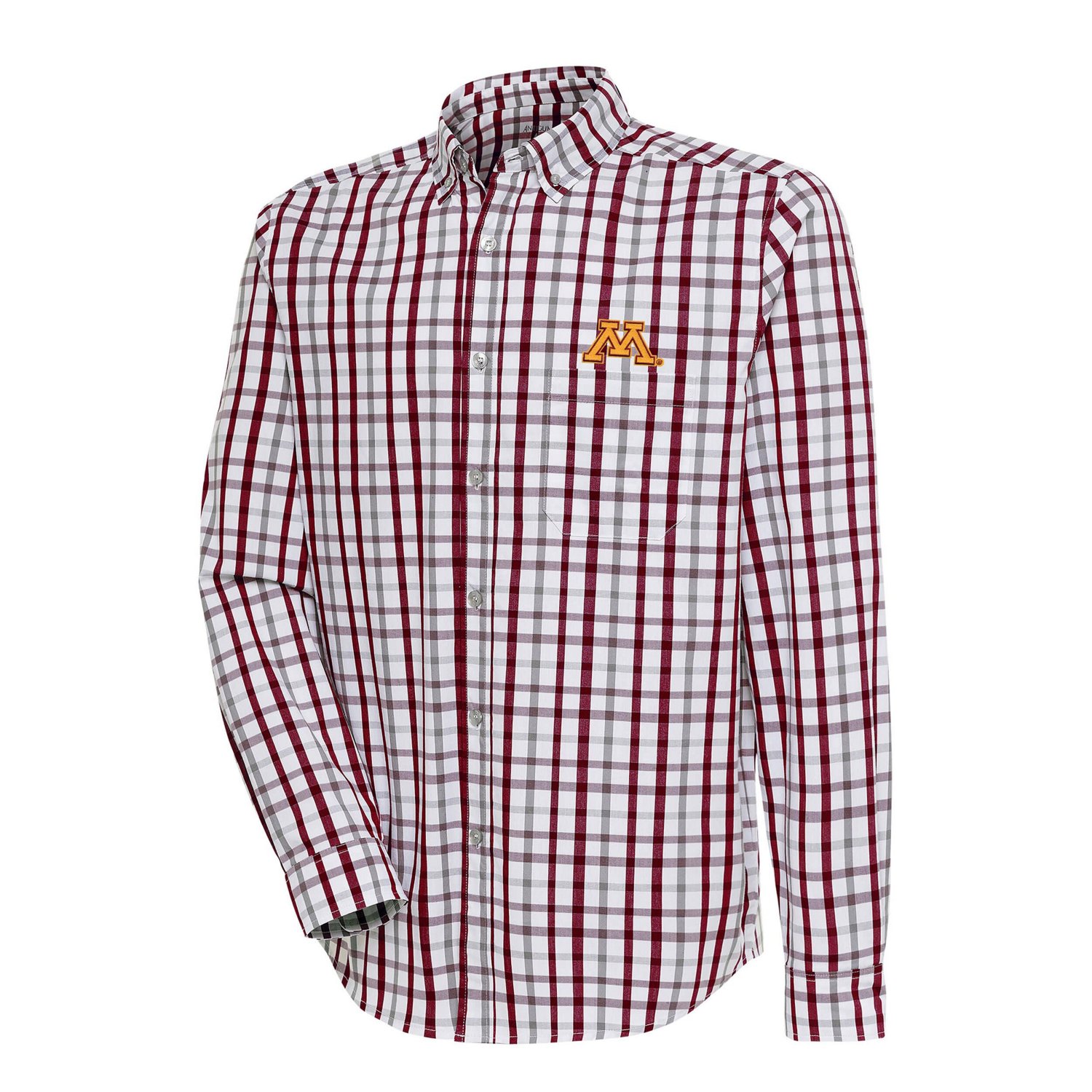 Antigua Gray Minnesota Golden Gophers Tending Tri-Blend Button-Down Long Sleeve Shirt