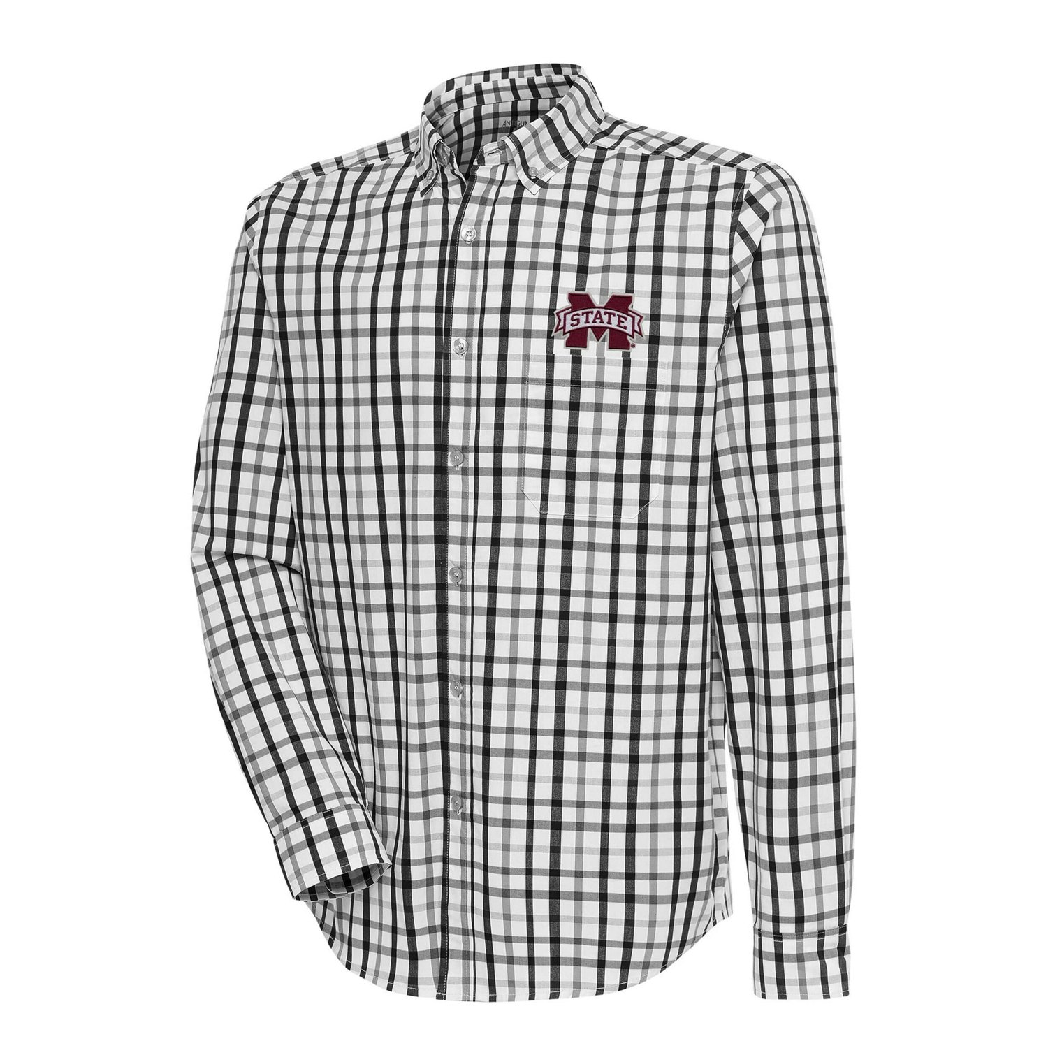 Antigua Gray Mississippi State Bulldogs Tending Tri-Blend Button-Down Long Sleeve Shirt