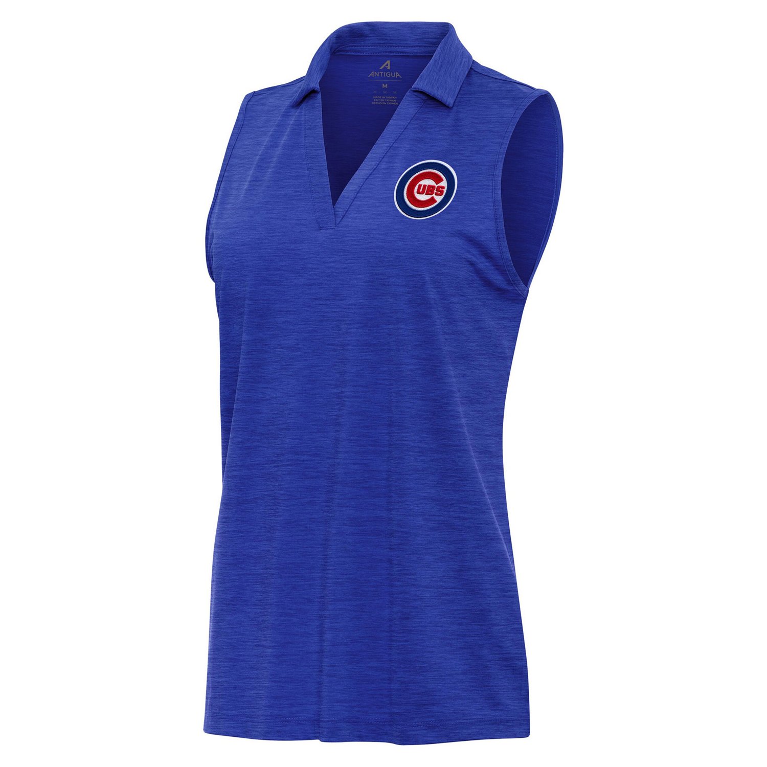 Antigua Heather Chicago Cubs Layout Sleeveless Polo