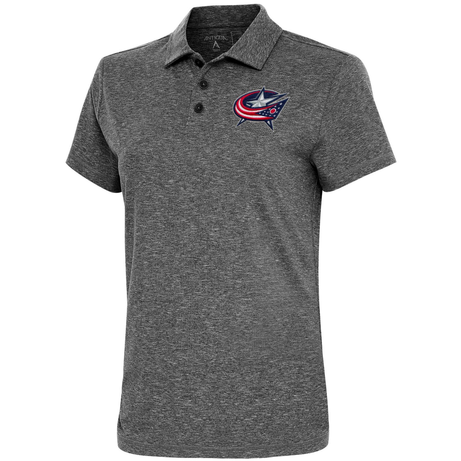 Antigua Heather Columbus Blue Jackets Motivated Polo