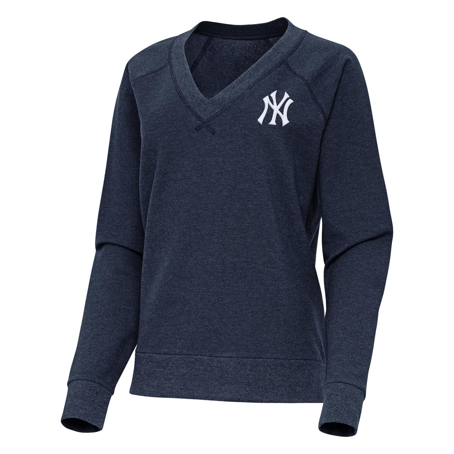 Antigua Heather New York Yankees Varsity Tri-Blend V-Neck Long Sleeve T-Shirt - view number 2