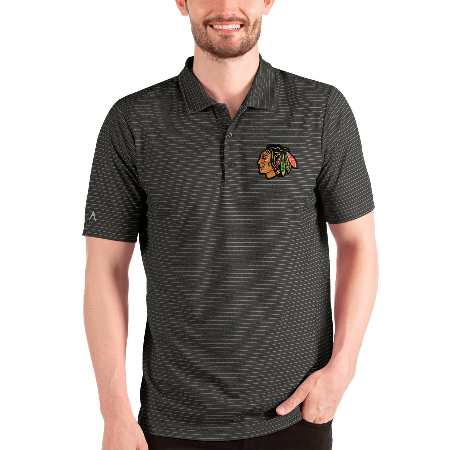 Antigua Heathered /Silver Chicago hawks Esteem Polo