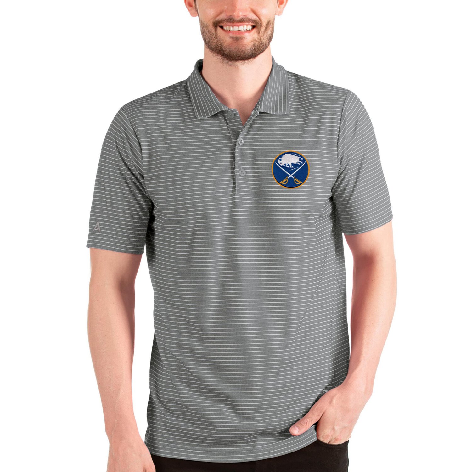 Antigua Heathered /White Buffalo Sabres Esteem Polo