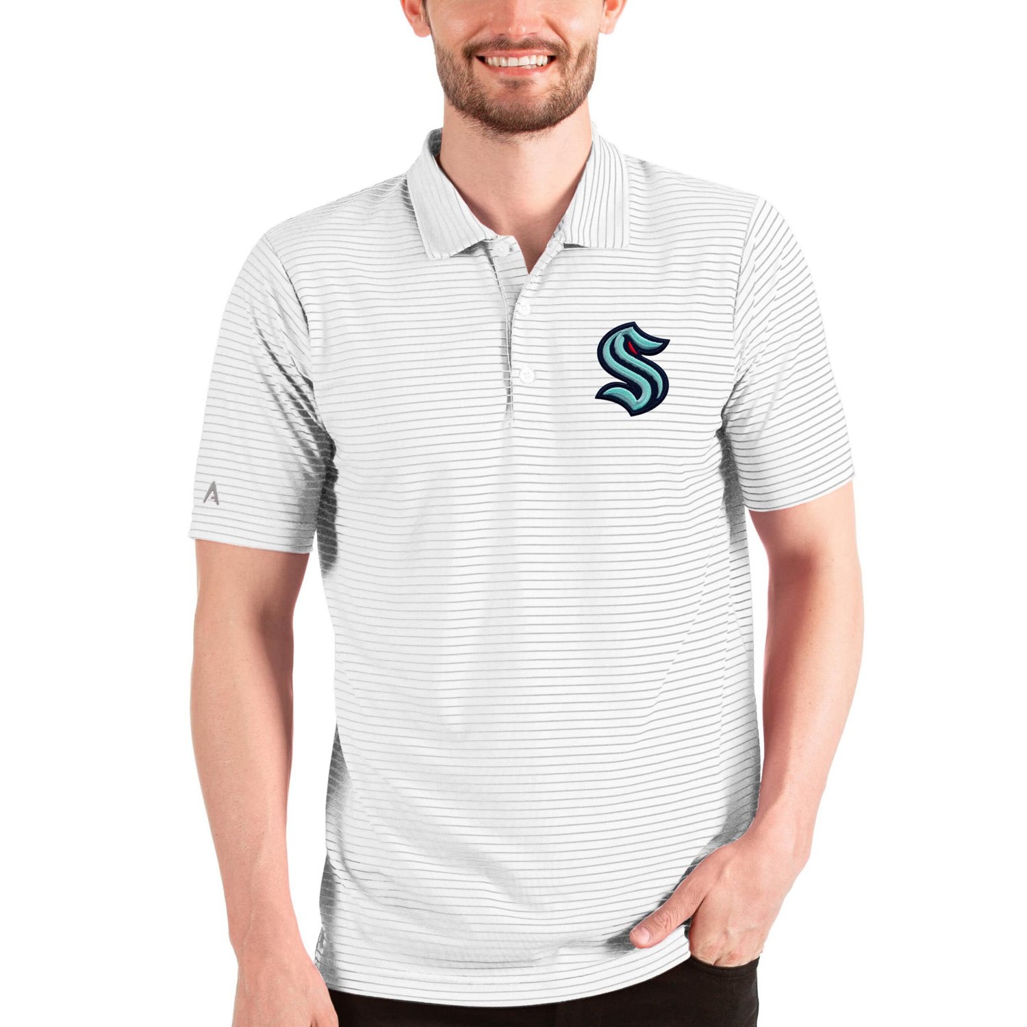 Antigua Heathered /White Seattle Kraken Esteem Polo