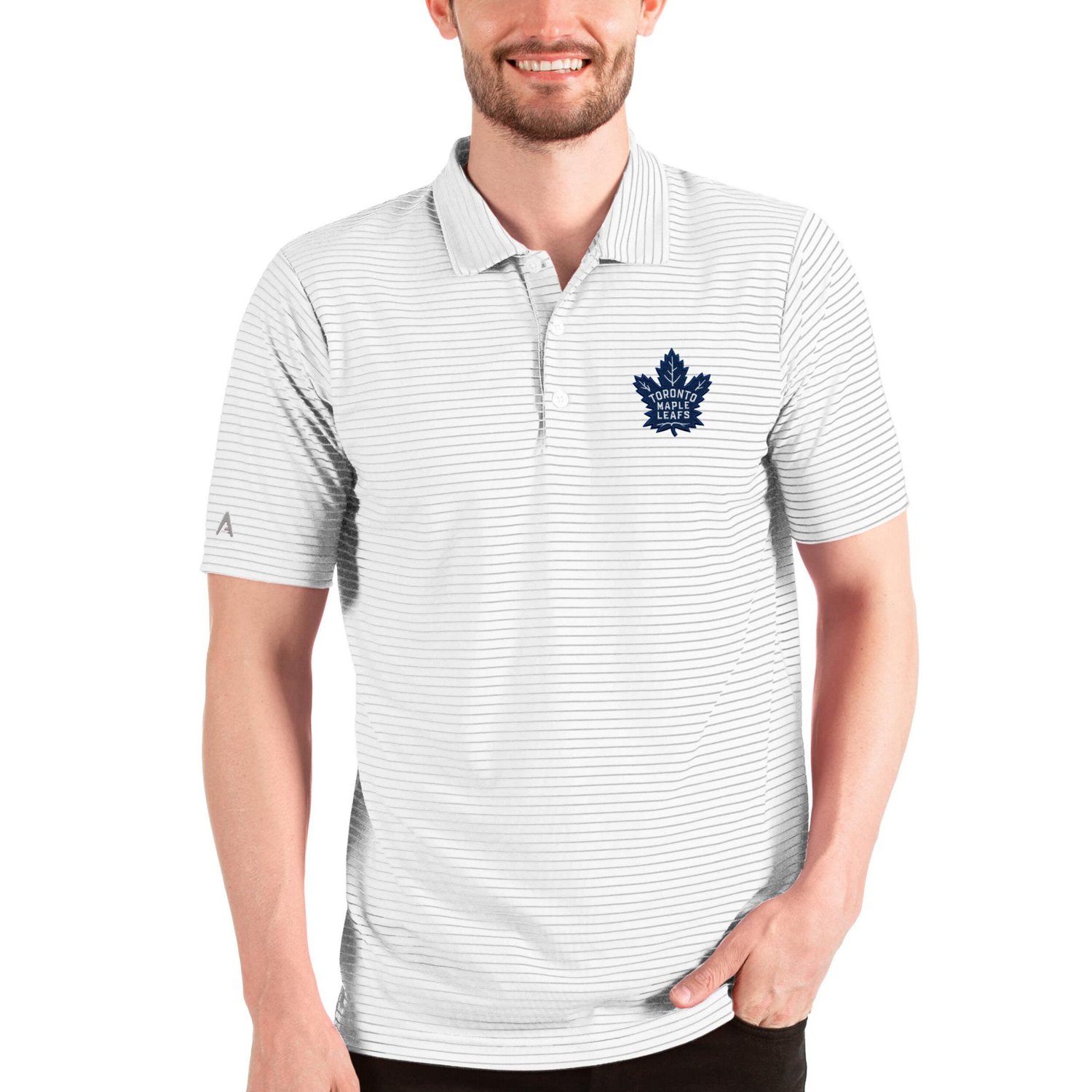 Antigua Heathered /White Toronto Maple Leafs Esteem Polo