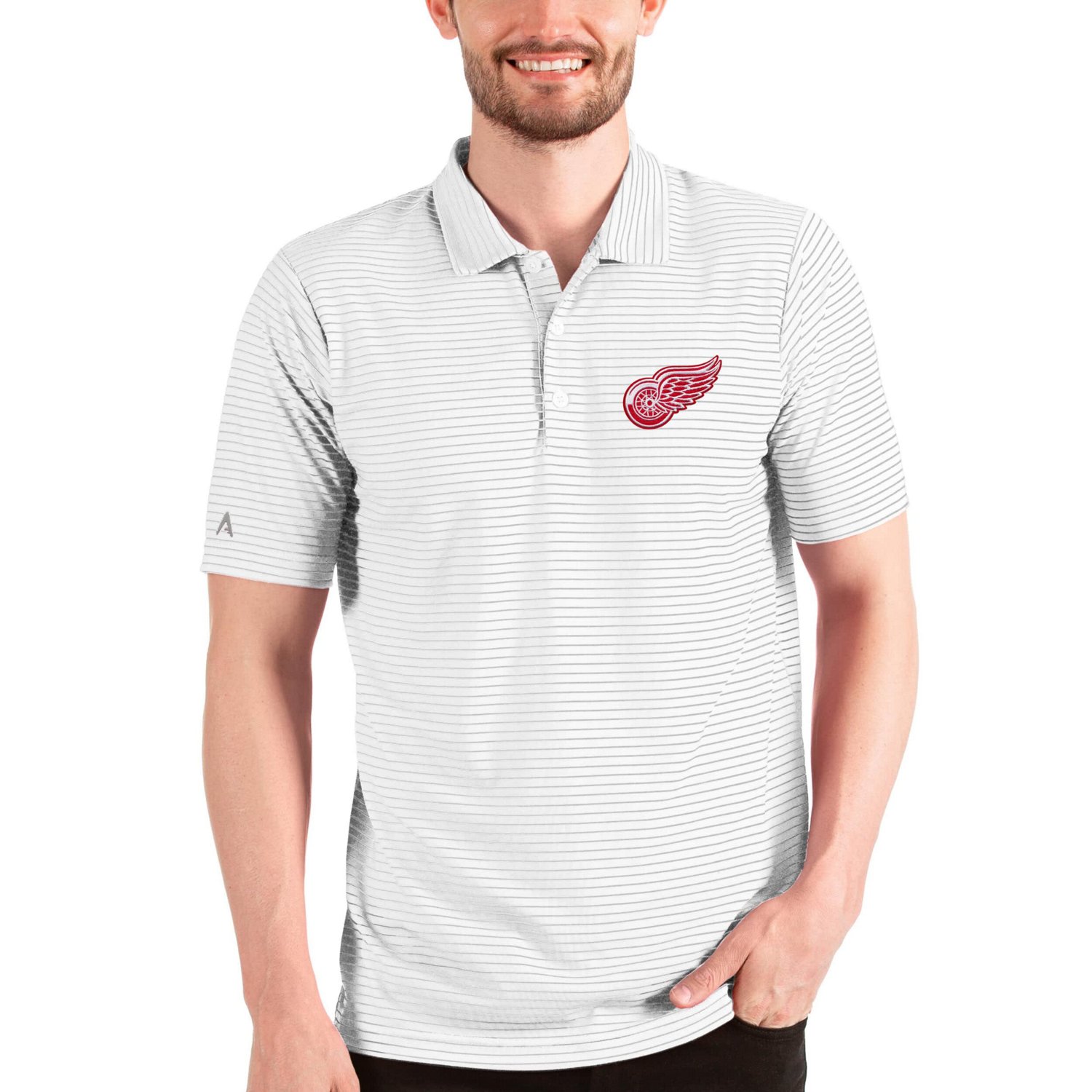 Antigua Heathered Detroit Wings Esteem Polo