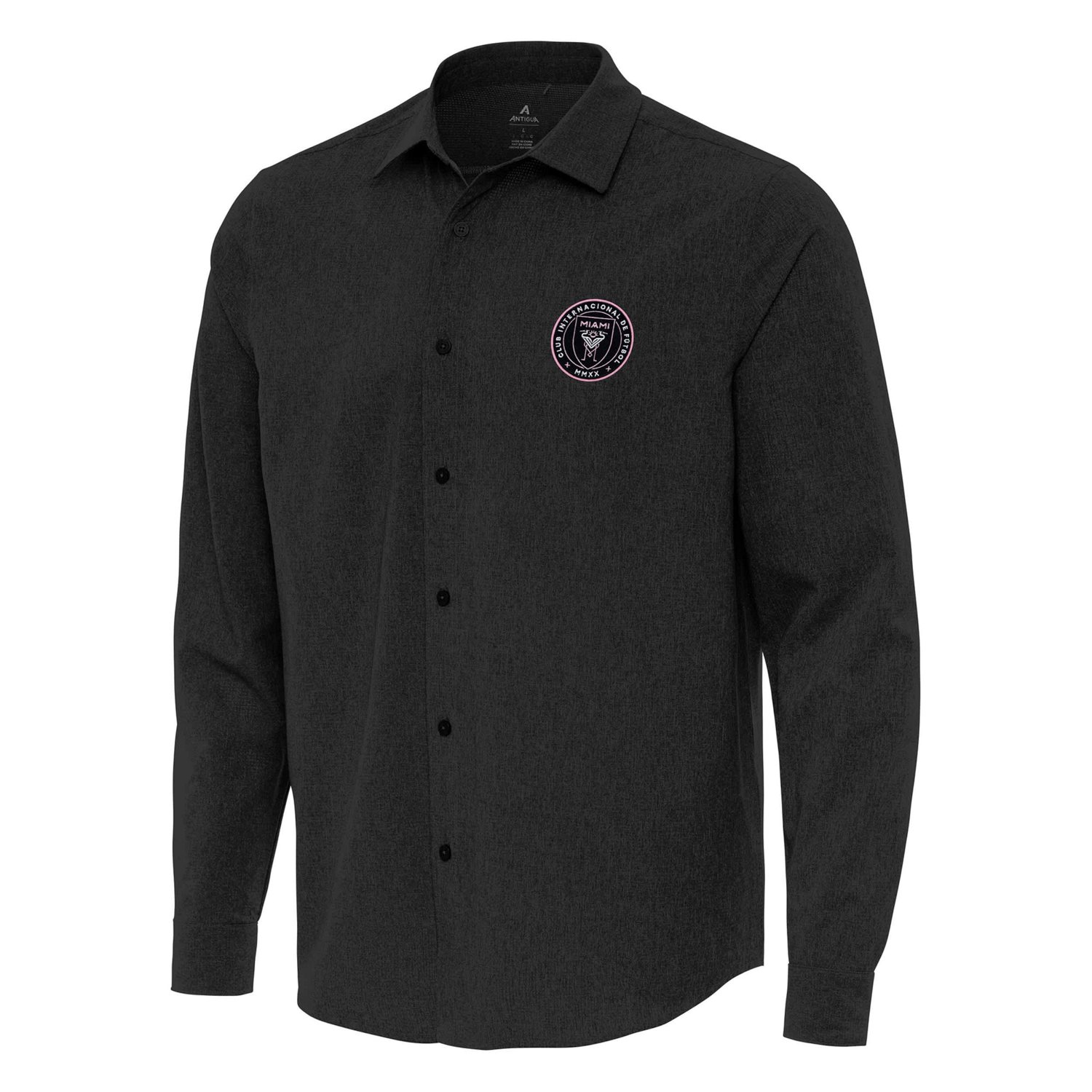 Antigua Inter Miami CF Exposure Woven Long Sleeve Button-Up Shirt