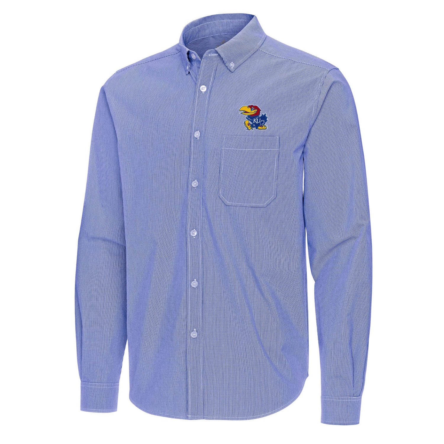 Antigua Kansas Jayhawks Porter Woven Tri-Blend Long Sleeve Button-Down Shirt - view number 2