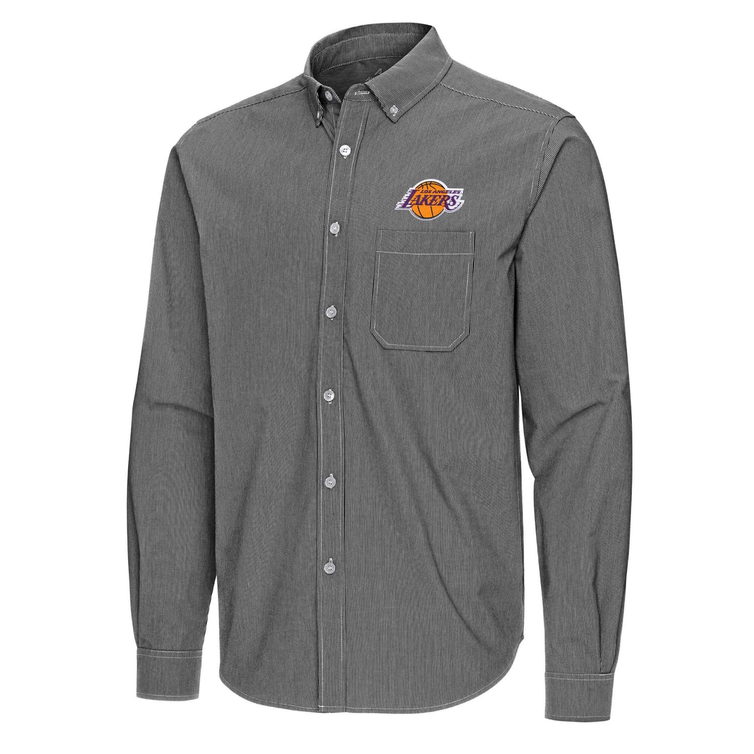 Antigua Los Angeles Lakers Porter Woven Long Sleeve Button-Down Shirt