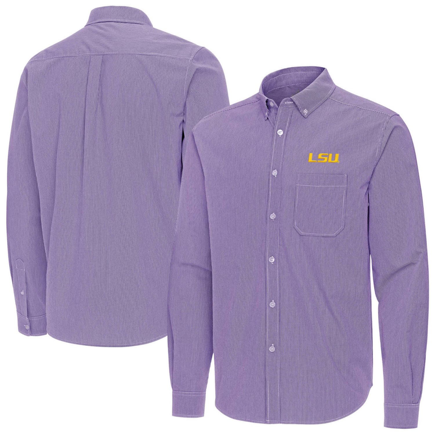 Antigua LSU Tigers Porter Woven Tri-Blend Long Sleeve Button-Down Shirt