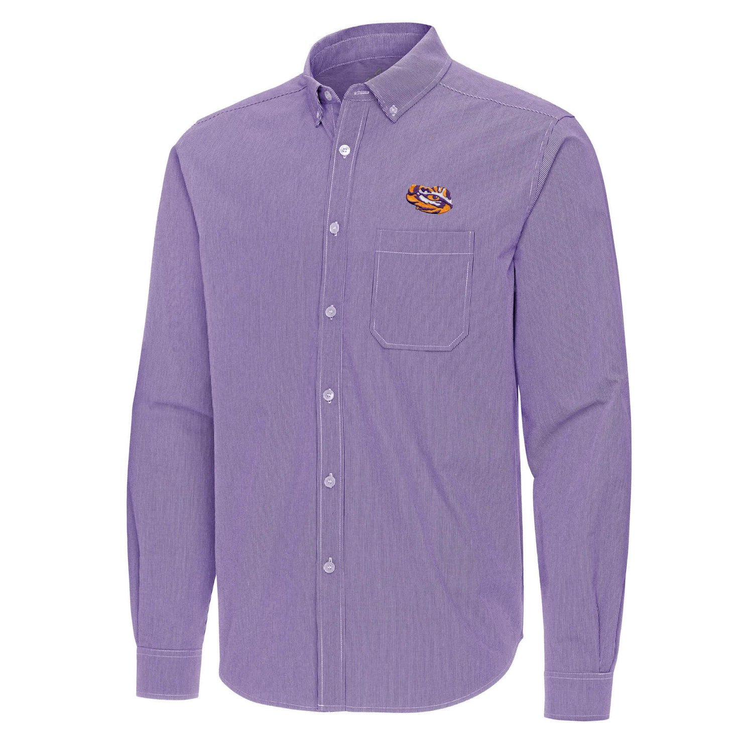 Antigua LSU Tigers Porter Woven Tri-Blend Long Sleeve Button-Down Shirt - view number 2