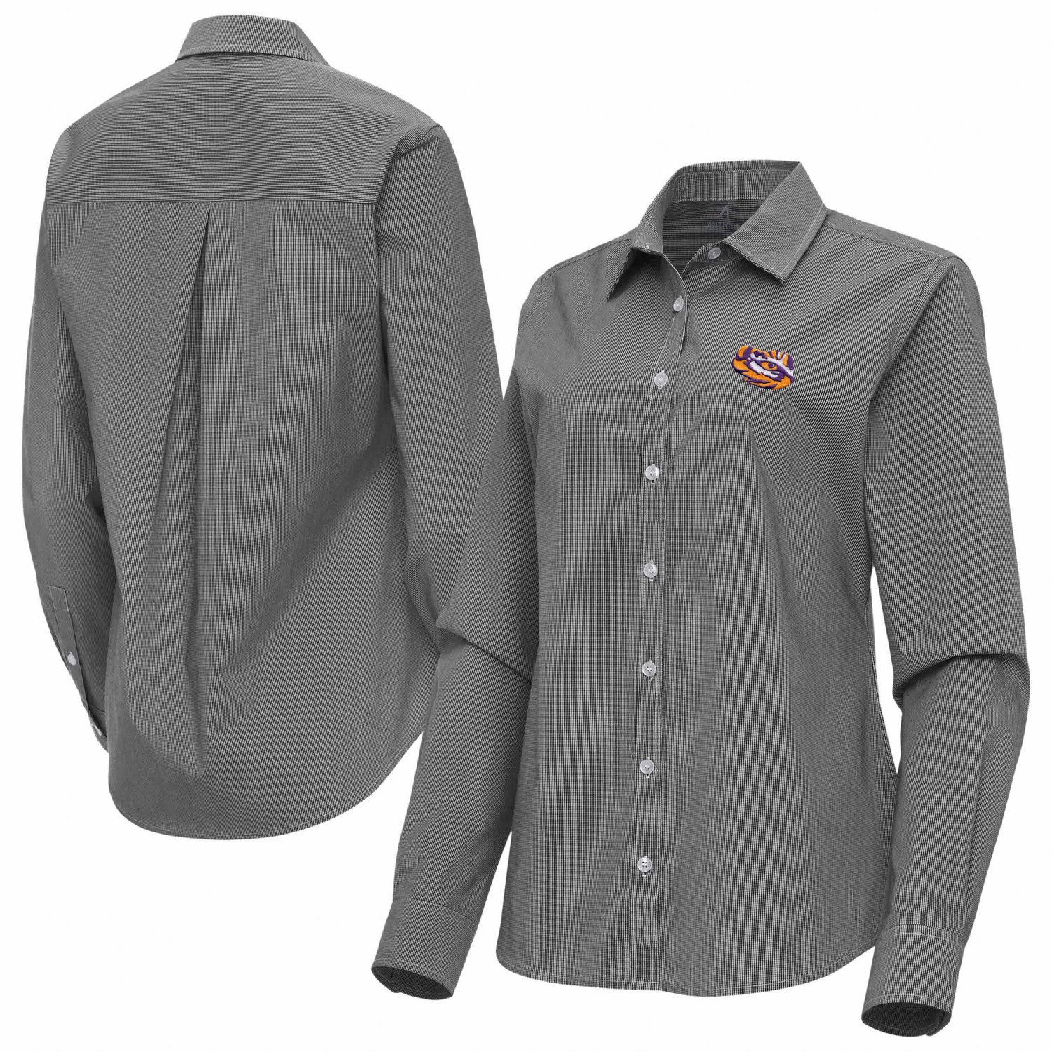 Antigua LSU Tigers Porter Woven Tri-Blend Long Sleeve Button-Up Shirt