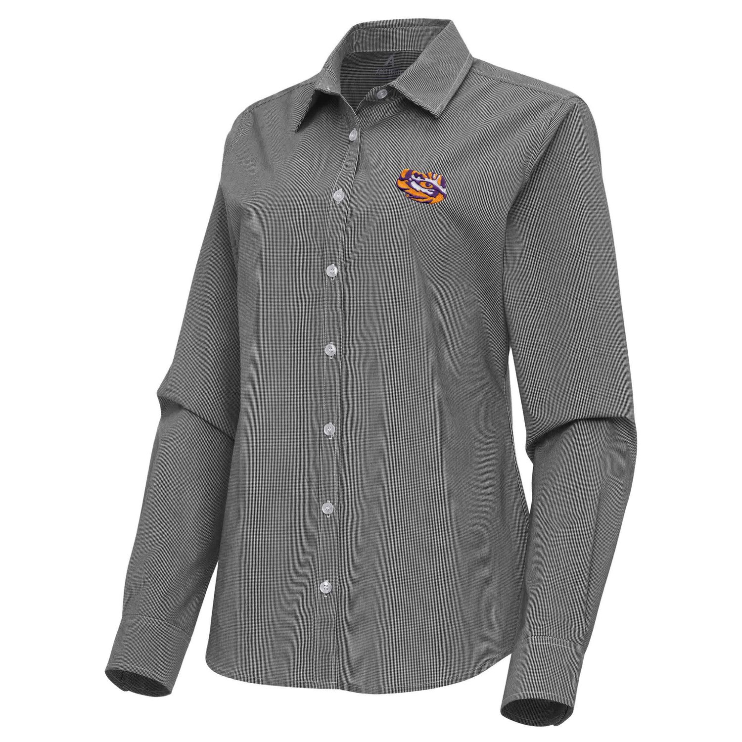 Antigua LSU Tigers Porter Woven Tri-Blend Long Sleeve Button-Up Shirt