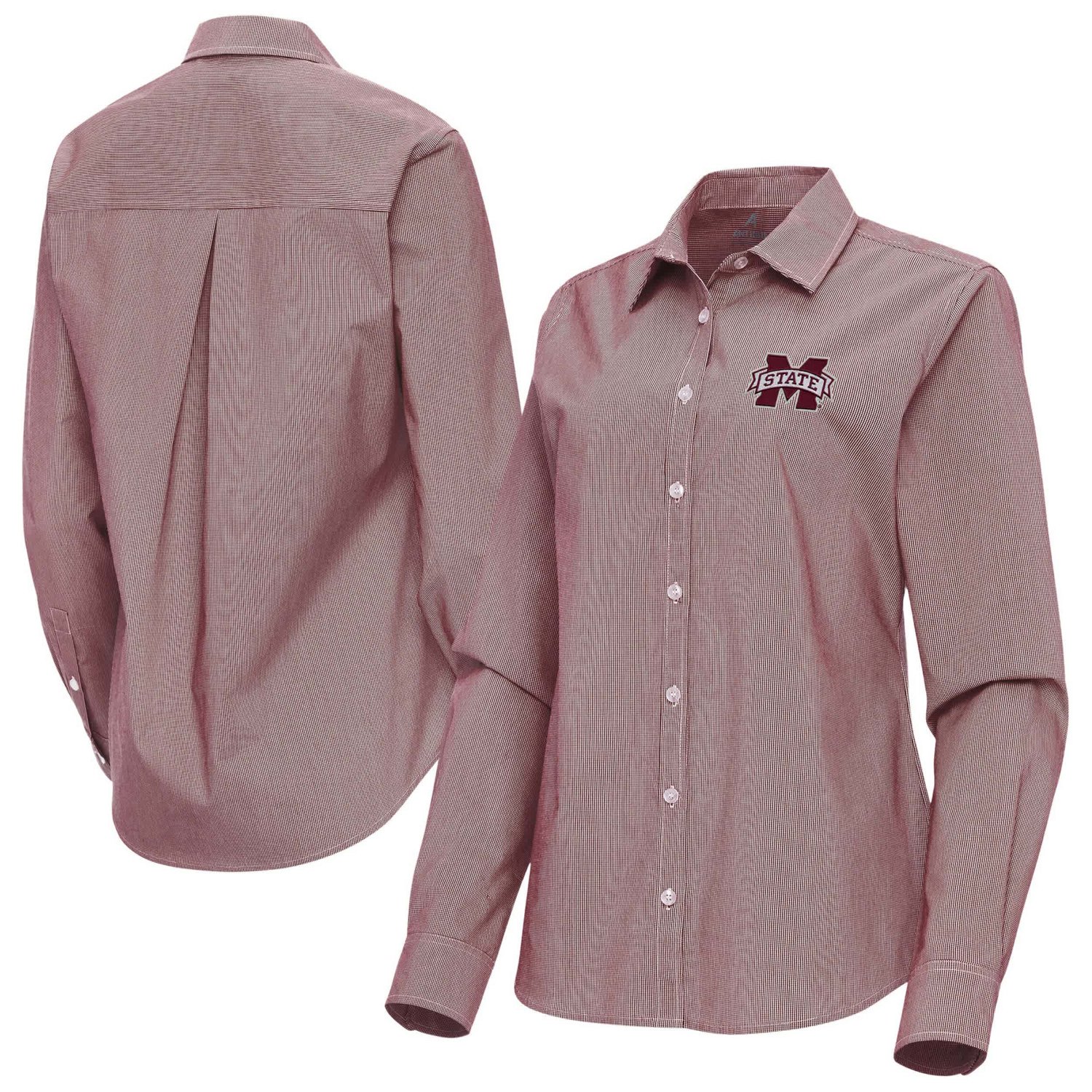Antigua Mississippi State Bulldogs Porter Woven Tri-Blend Long Sleeve Button-Up Shirt
