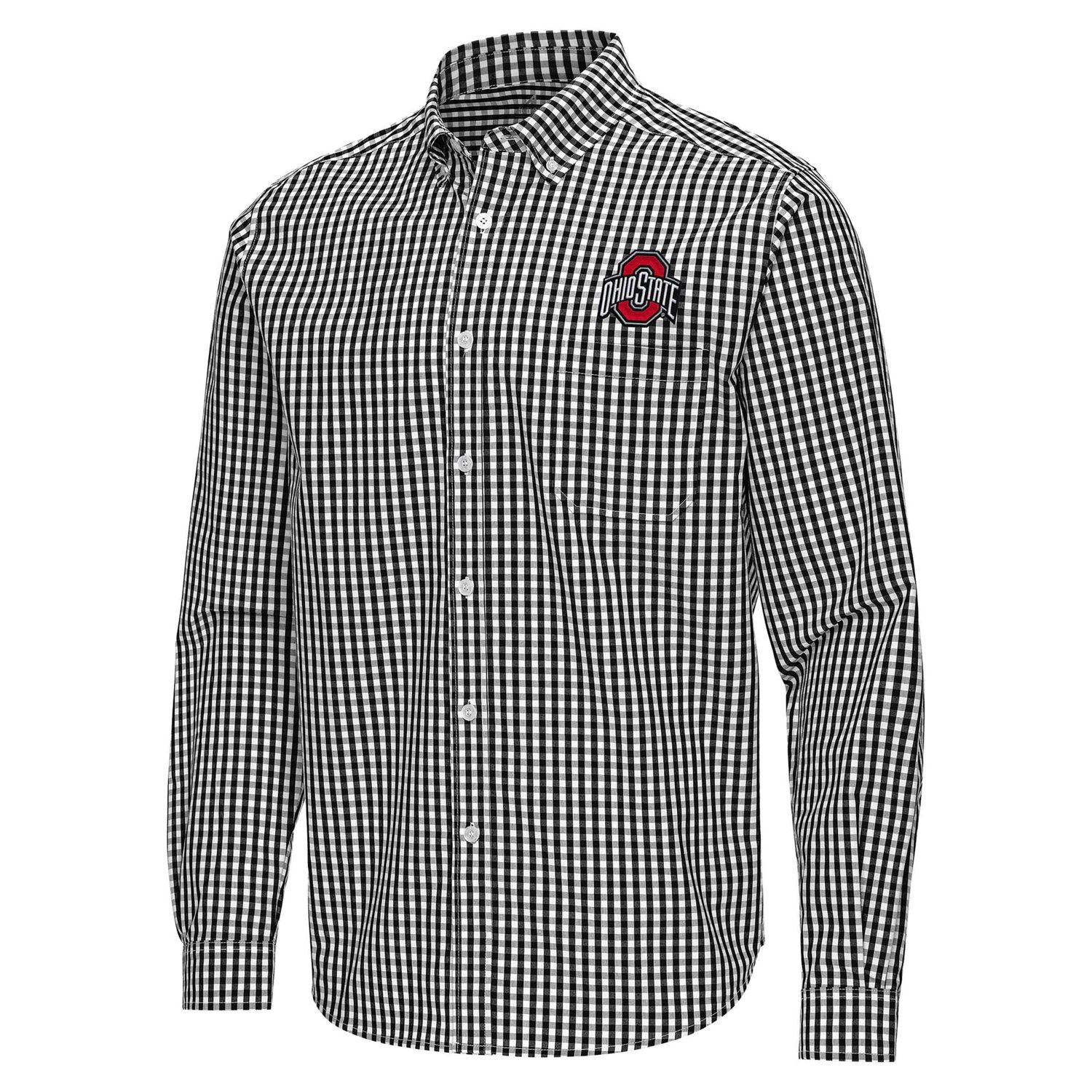Antigua Ohio State Buckeyes Ellis Woven Tri-Blend Long Sleeve Button-Down Shirt